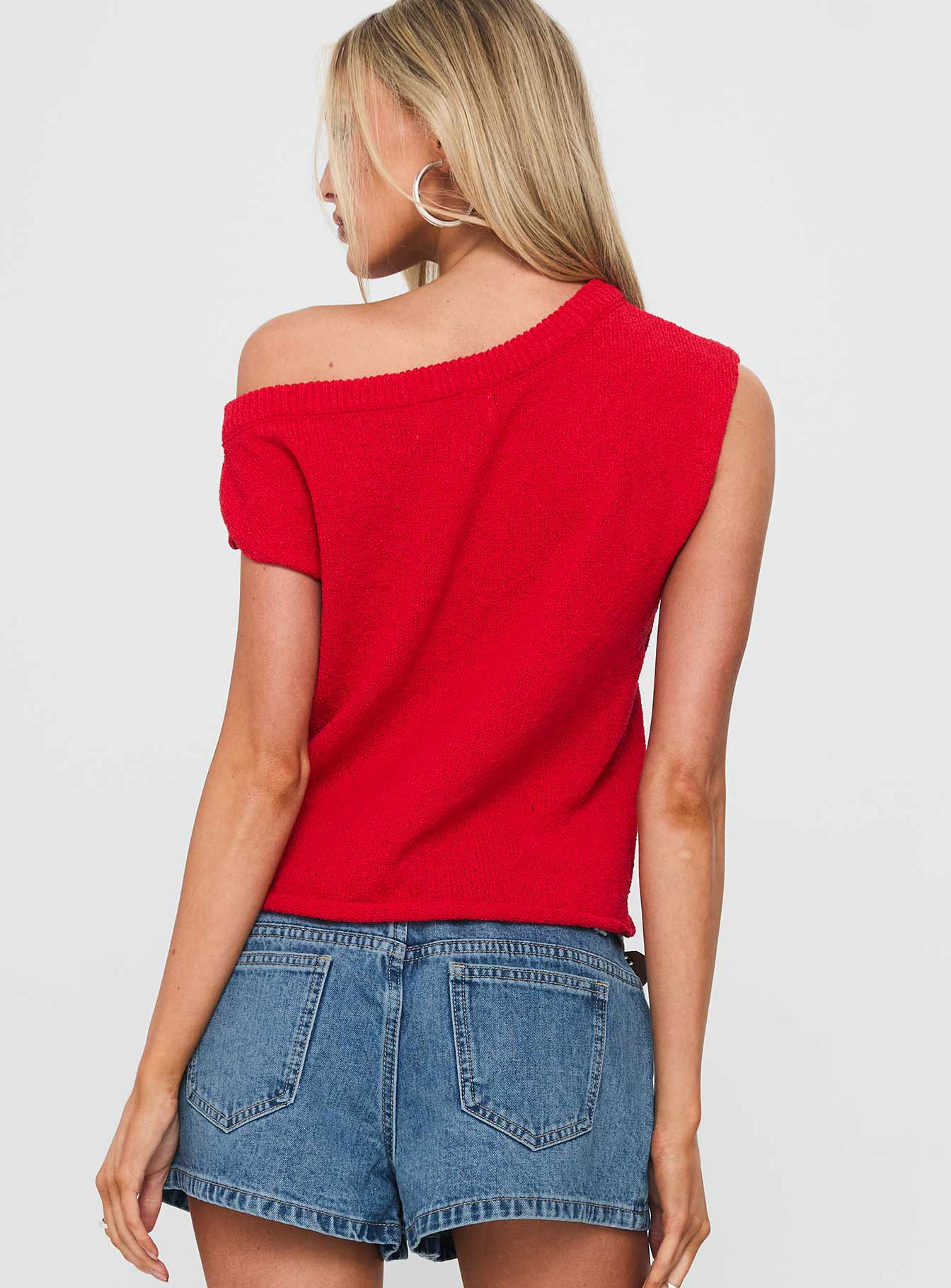Ashfield Off Shoulder Top Red - Image 5