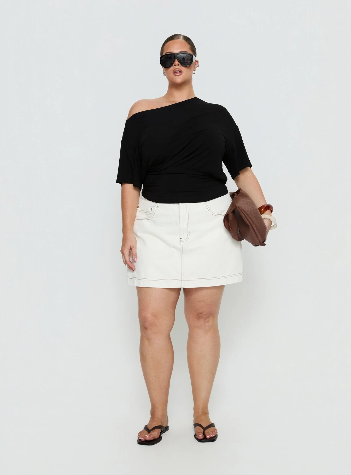 Ashlinn Off Shoulder Drapey Top Black Curve - Image 3