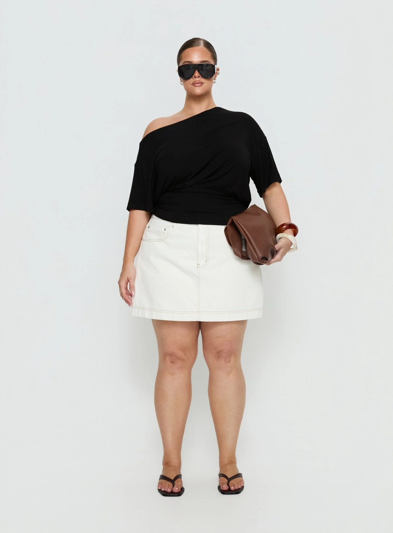 Ashlinn Off Shoulder Drapey Top Black Curve - Image 7