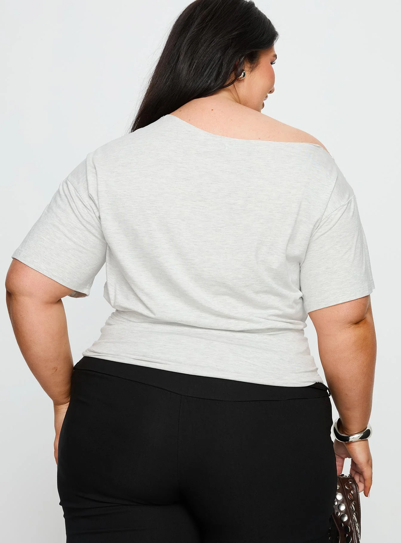 Ashlinn Off Shoulder Drapey Top Grey Curve - Image 5