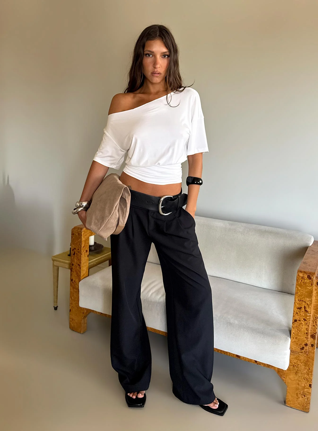 Ashlinn Off Shoulder Drapey Top White - Image 12