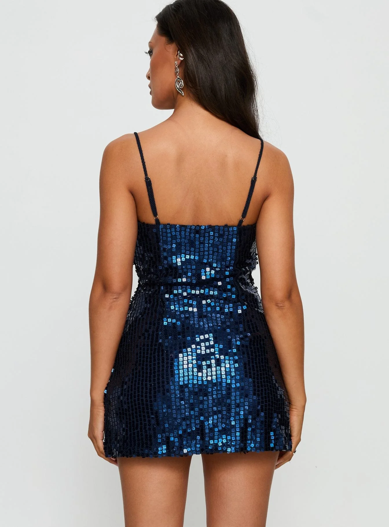 Atlaza Sequin Mini Dress Navy - Image 5