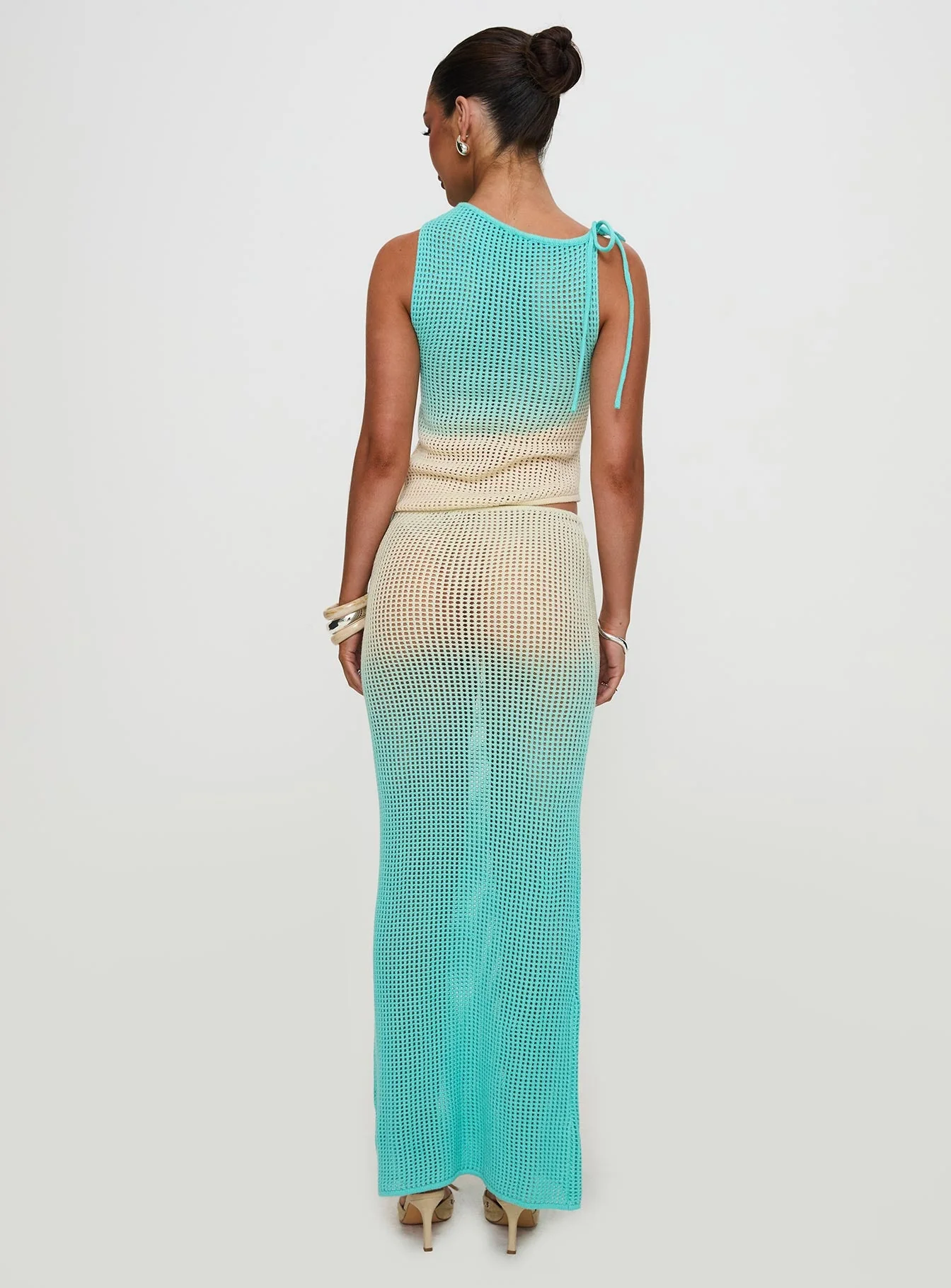 Auralia Knit Maxi Skirt Blue / Cream - Image 8