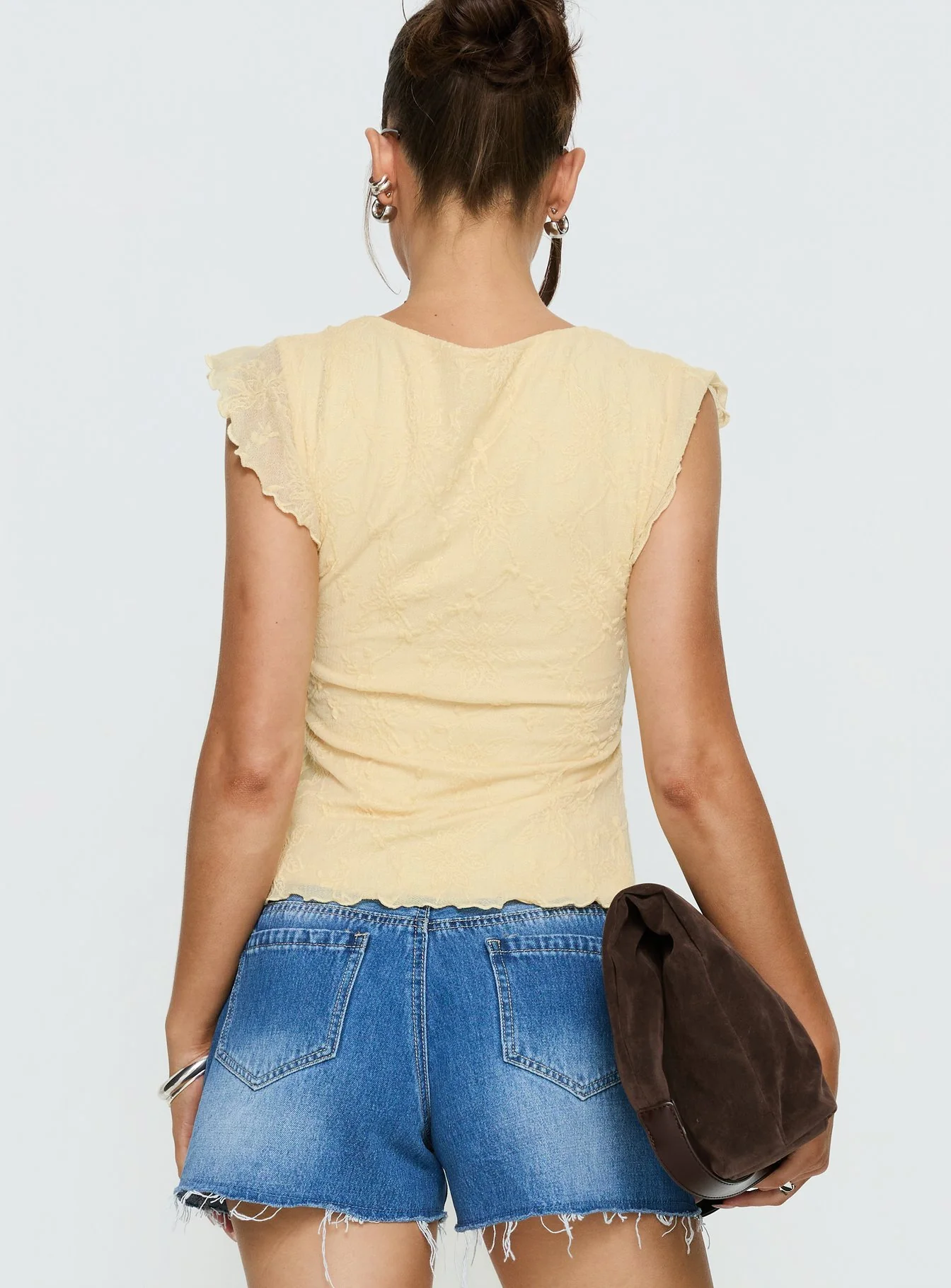 Auroraah Textured Frill Top Lemon - Image 4