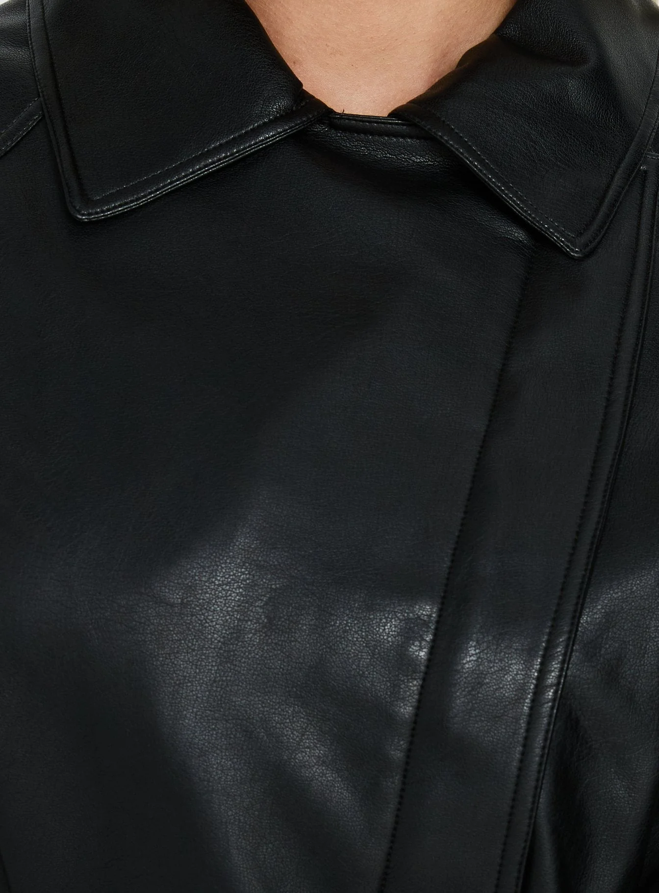Authenticity Wrap Faux Leather Jacket Black - Image 6