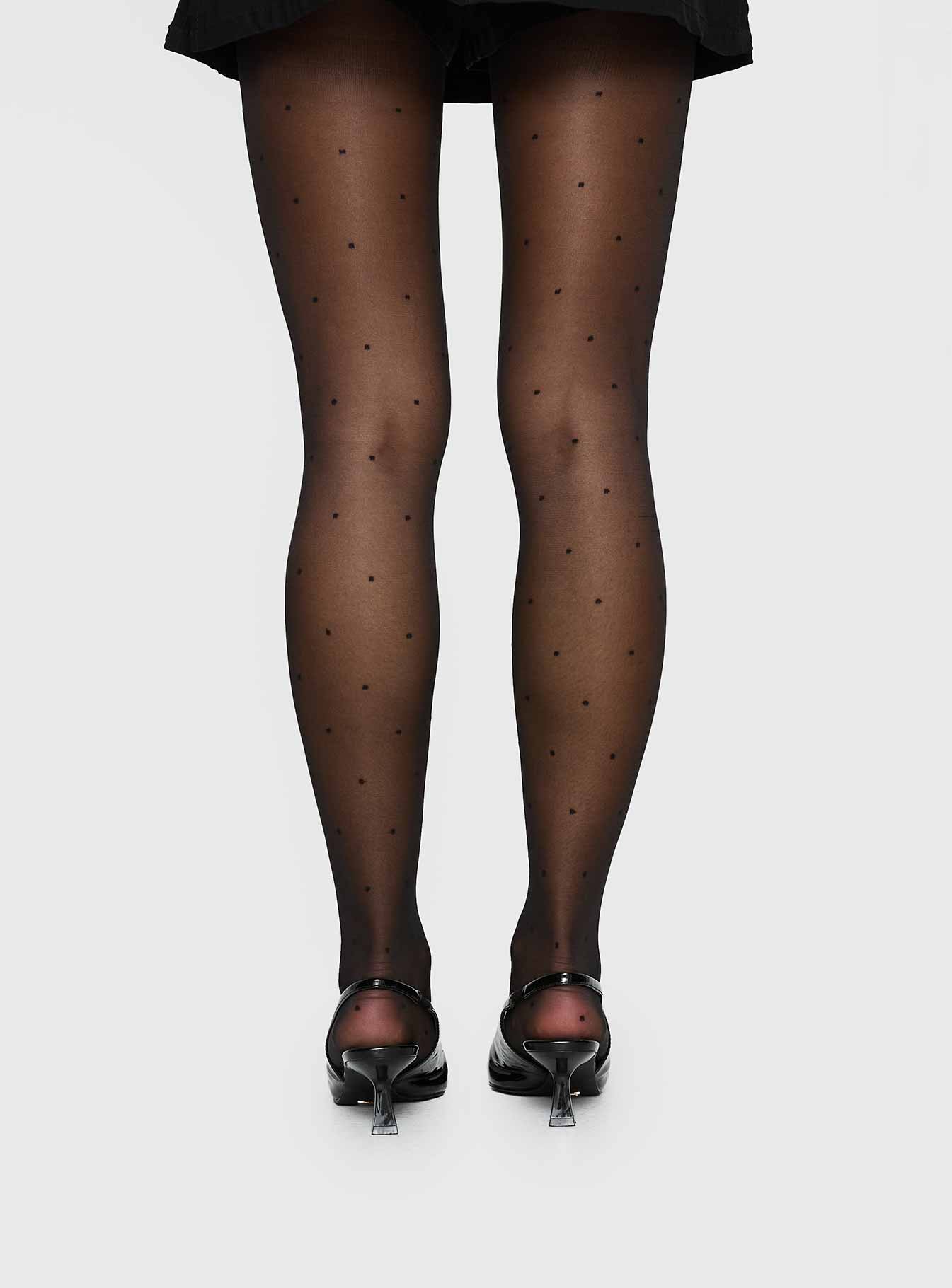Avelaine Sheer Polka Tights Black - Image 4