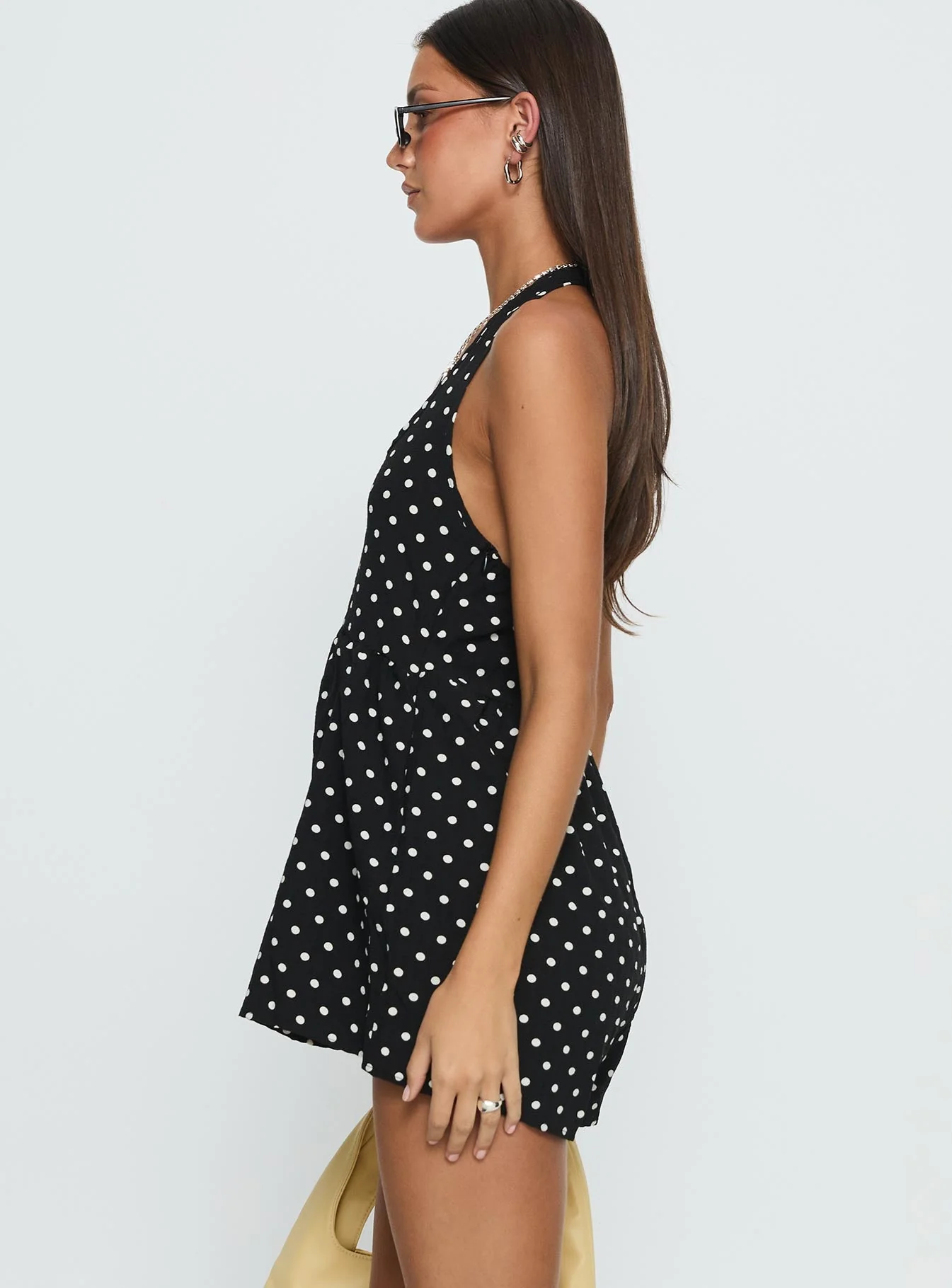Averitt Halter Playsuit Black Polka Dot - Image 4