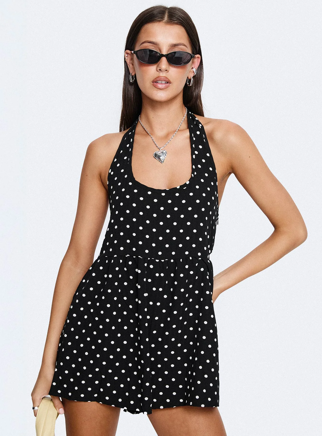 Averitt Halter Playsuit Black Polka Dot - Image 8