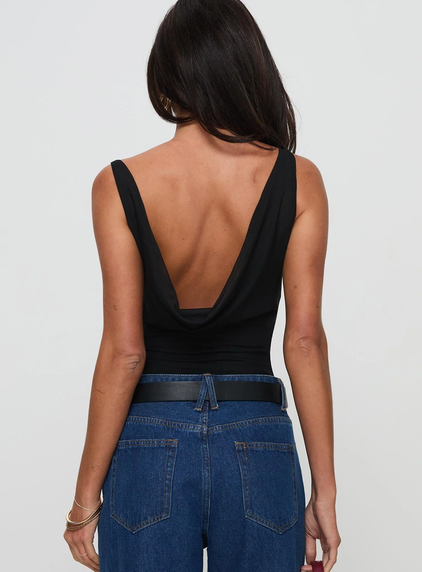 Axton Cowl Neck Bodysuit Black - Image 5