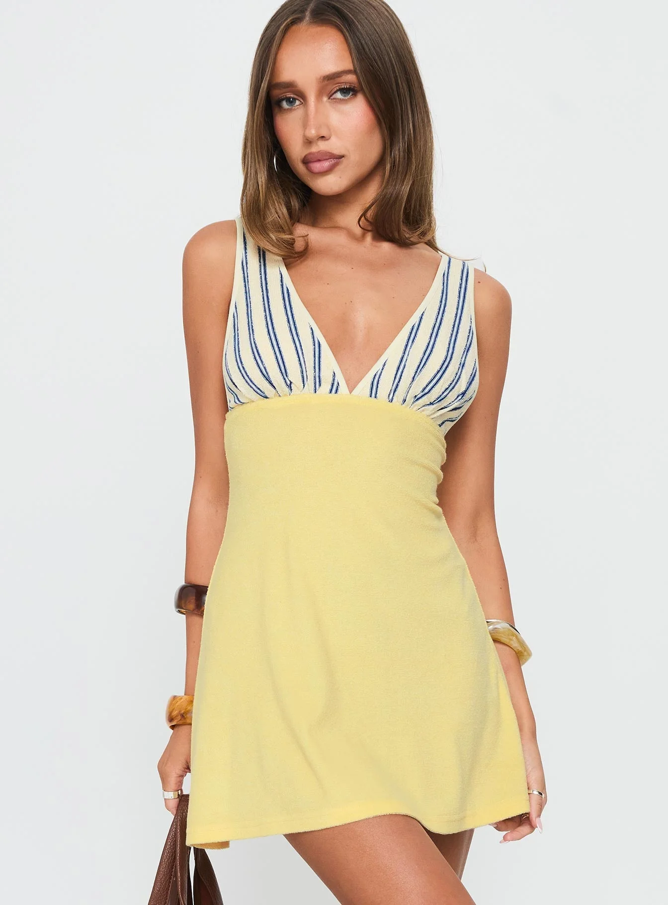 Aydenn Contrast Plunge Mini Dress Multi - Image 2