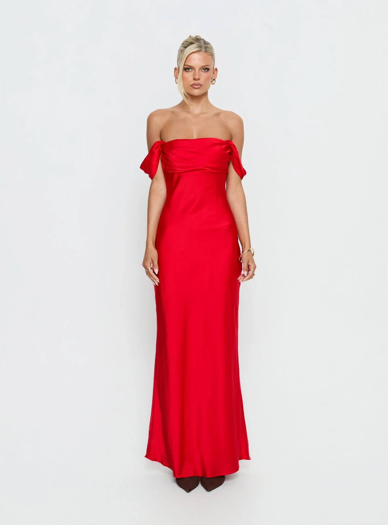 Azura Off The Shoulder Maxi Dress Red - Image 7
