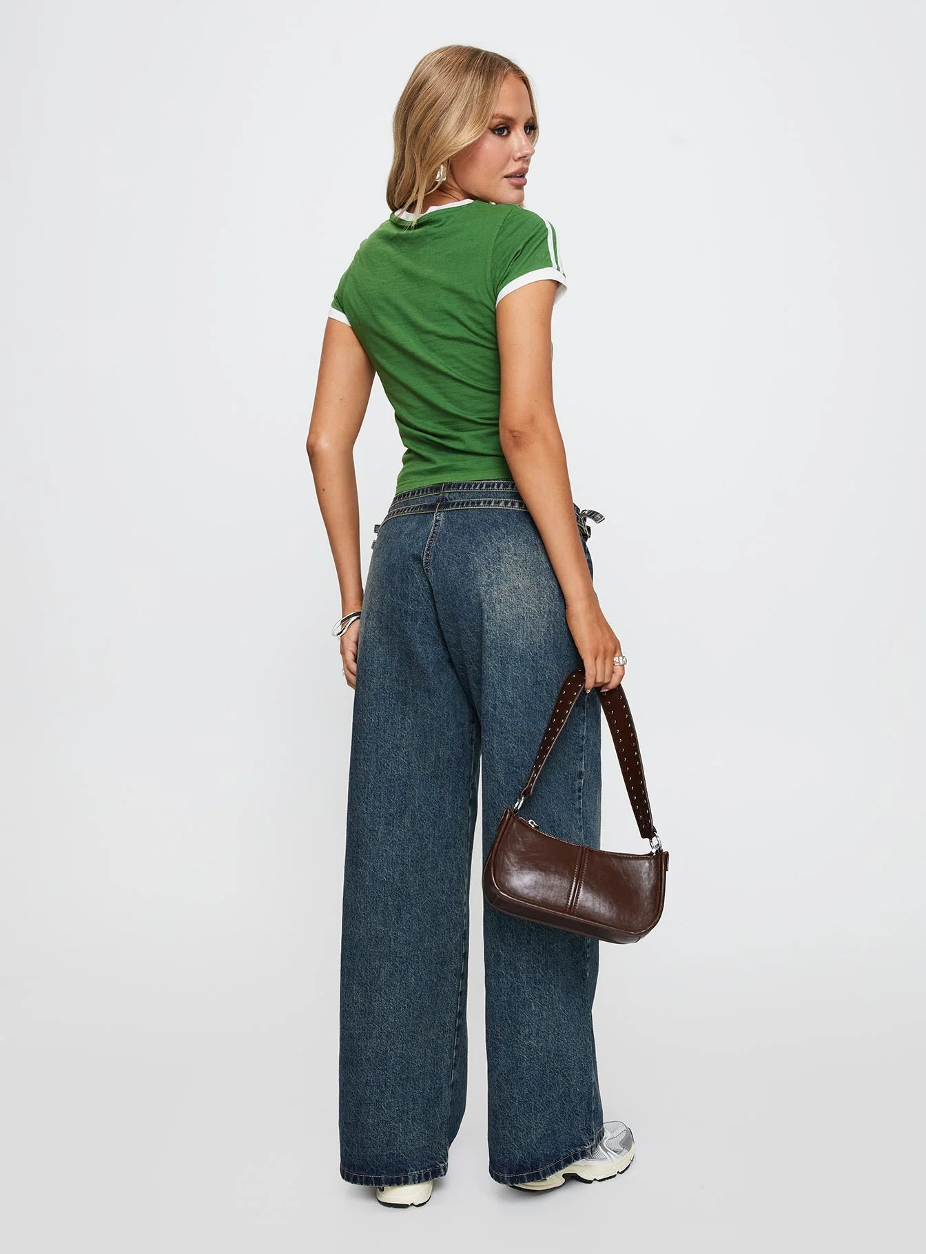 Baccarat Mid Rise Wide Leg Belted Jeans Dark Blue - Image 5