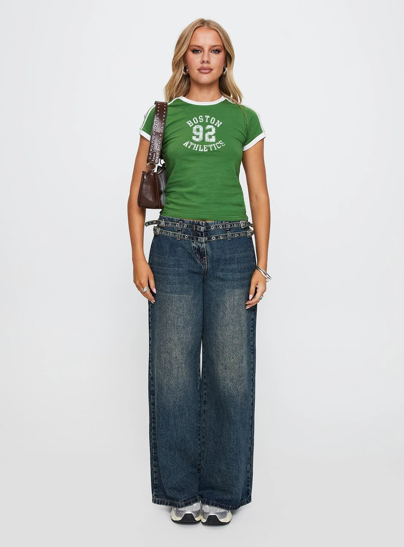 Baccarat Mid Rise Wide Leg Belted Jeans Dark Blue - Image 7
