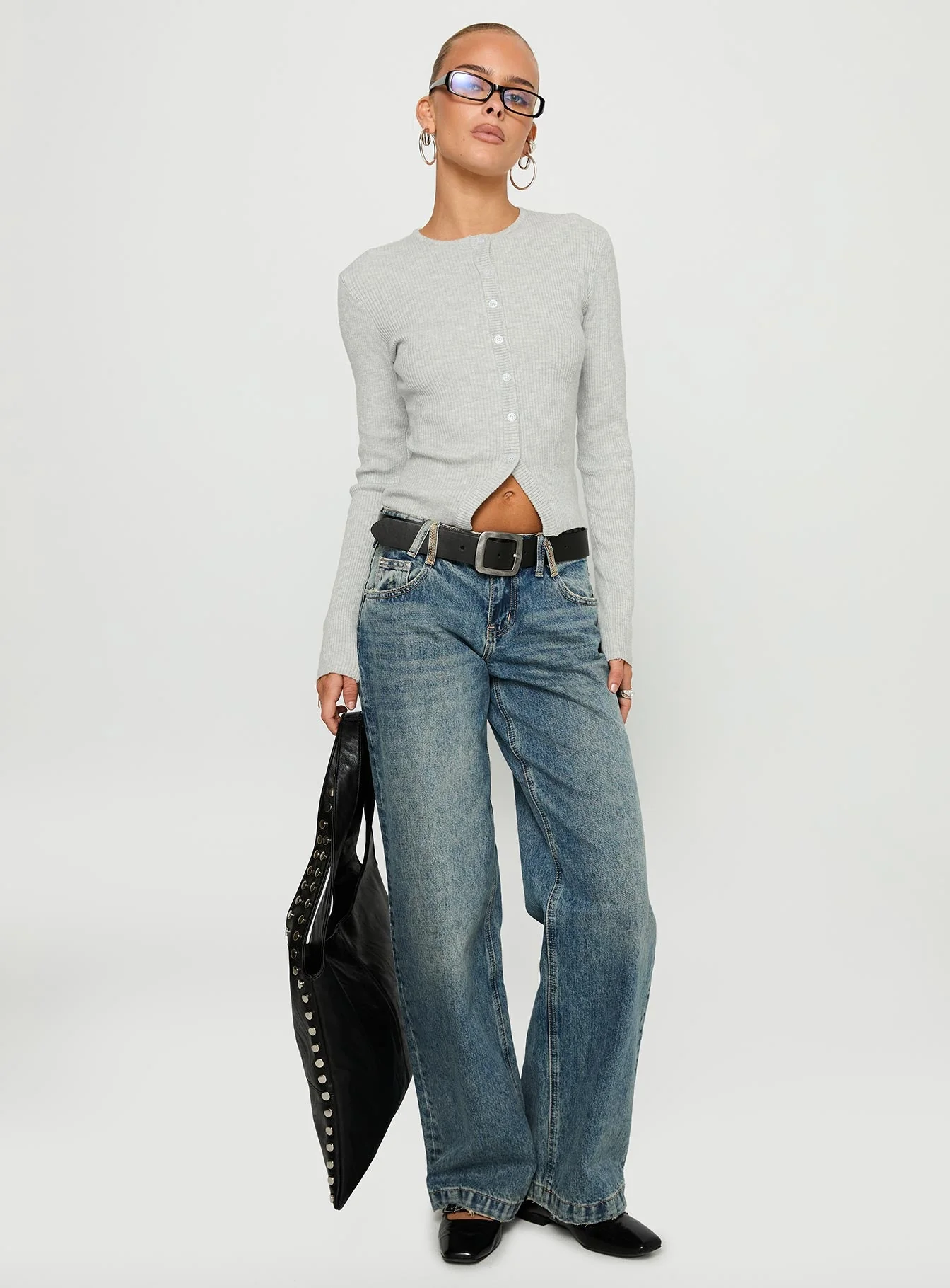Backbone Low Rise Straight Leg Jeans Mid Blue - Image 3