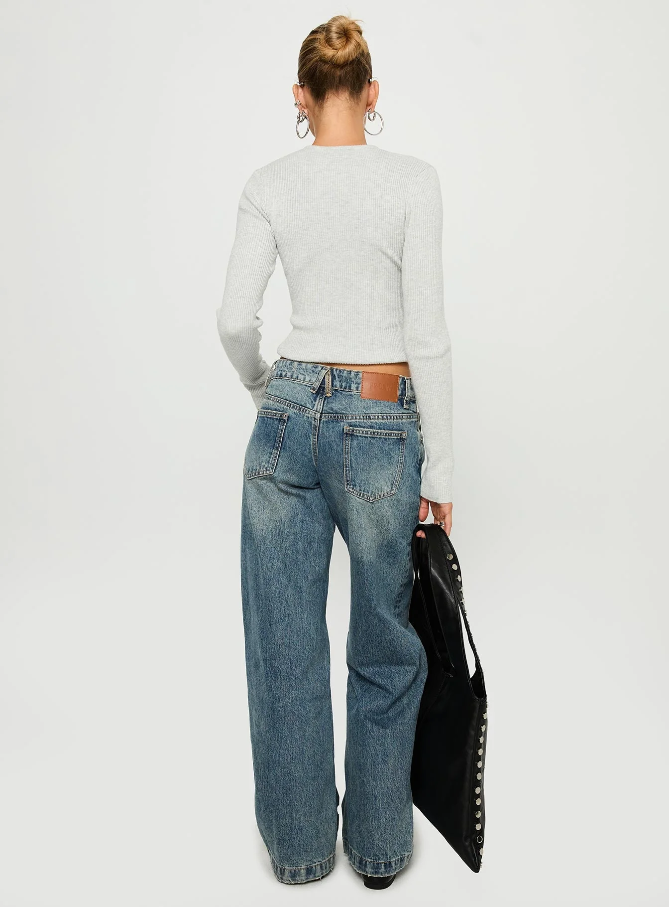 Backbone Low Rise Straight Leg Jeans Mid Blue - Image 5
