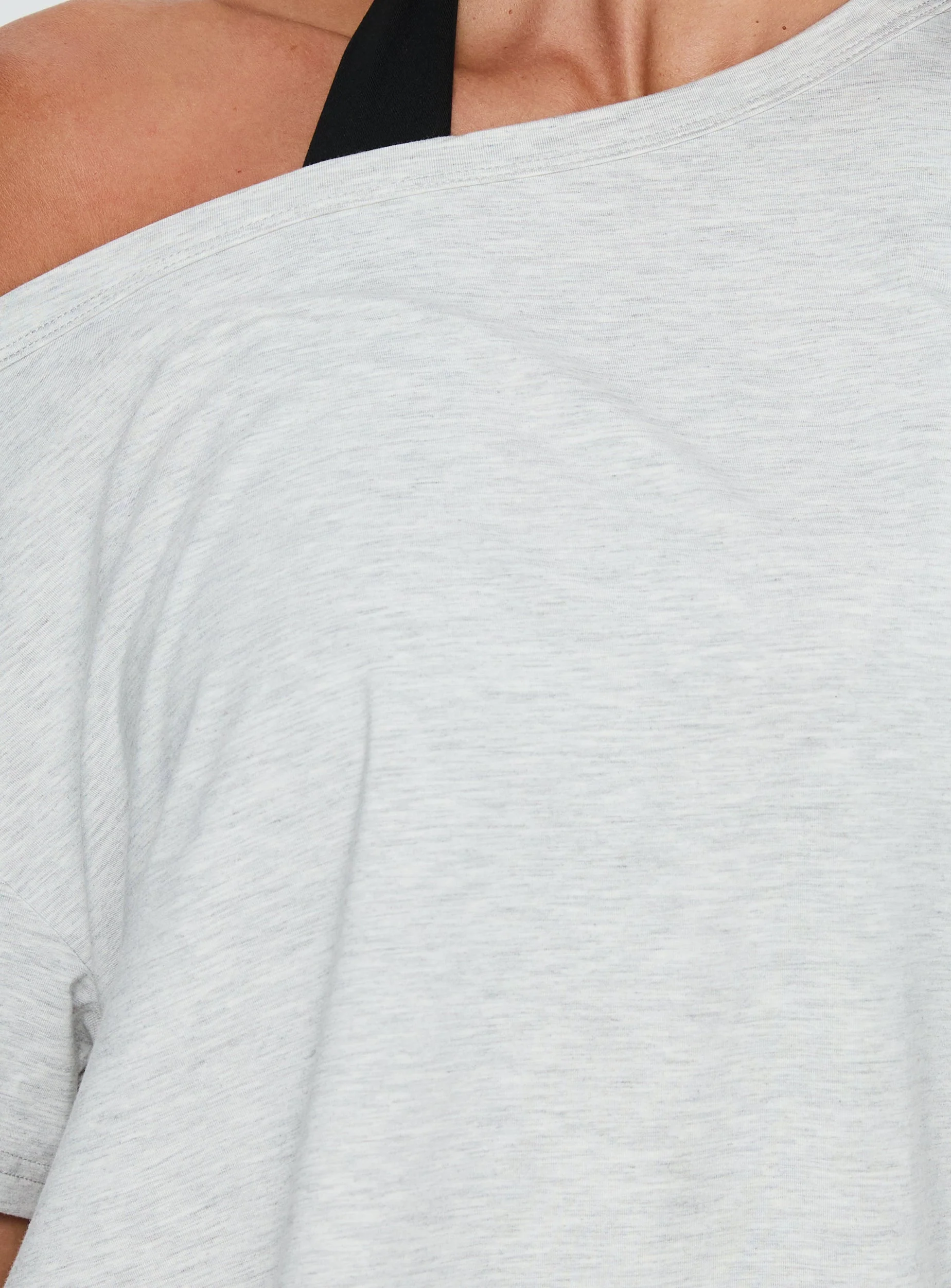 Bailea Off Shoulder Cropped Tee Grey Marle - Image 6