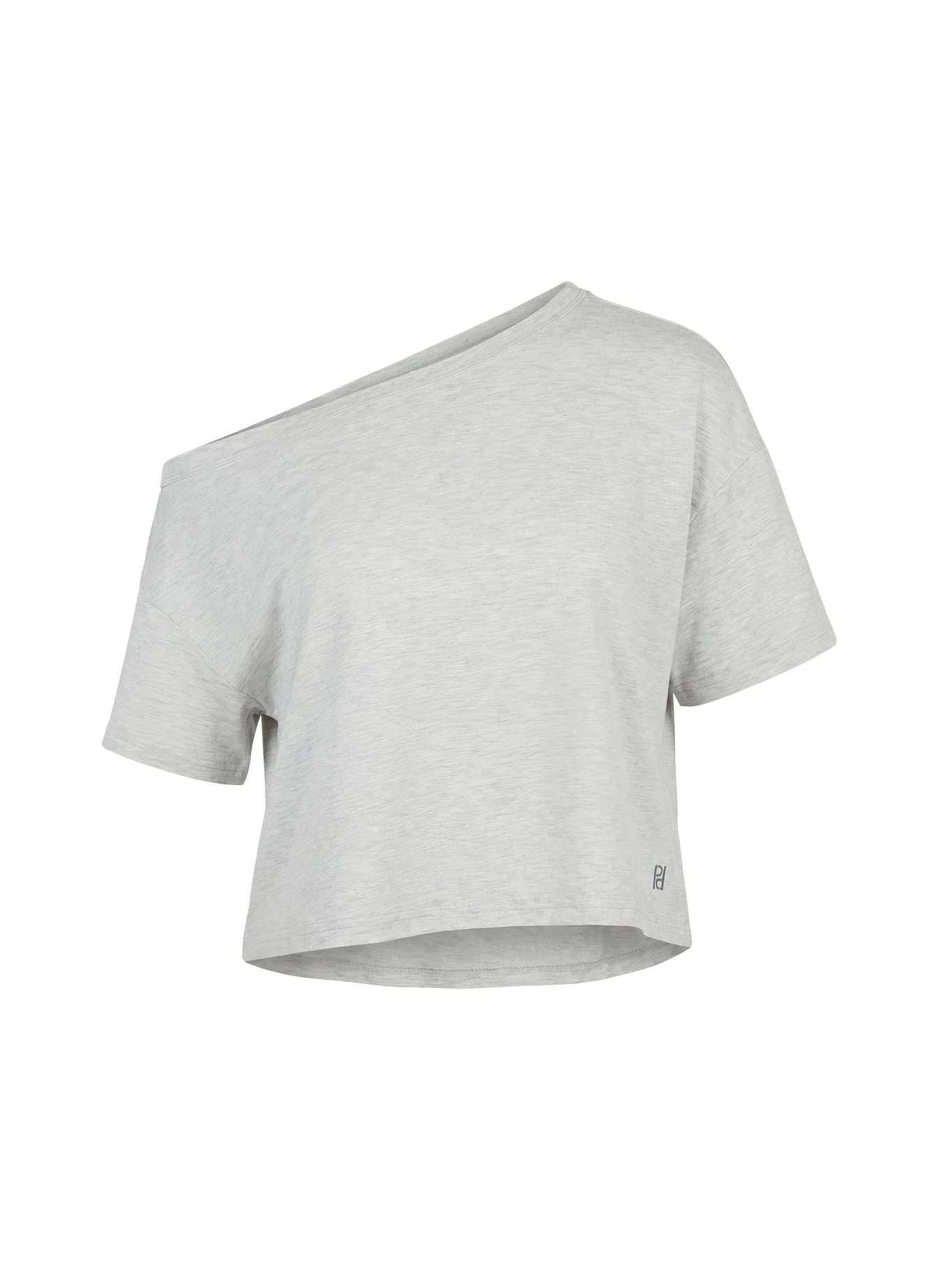 Bailea Off Shoulder Cropped Tee Grey Marle - Image 7