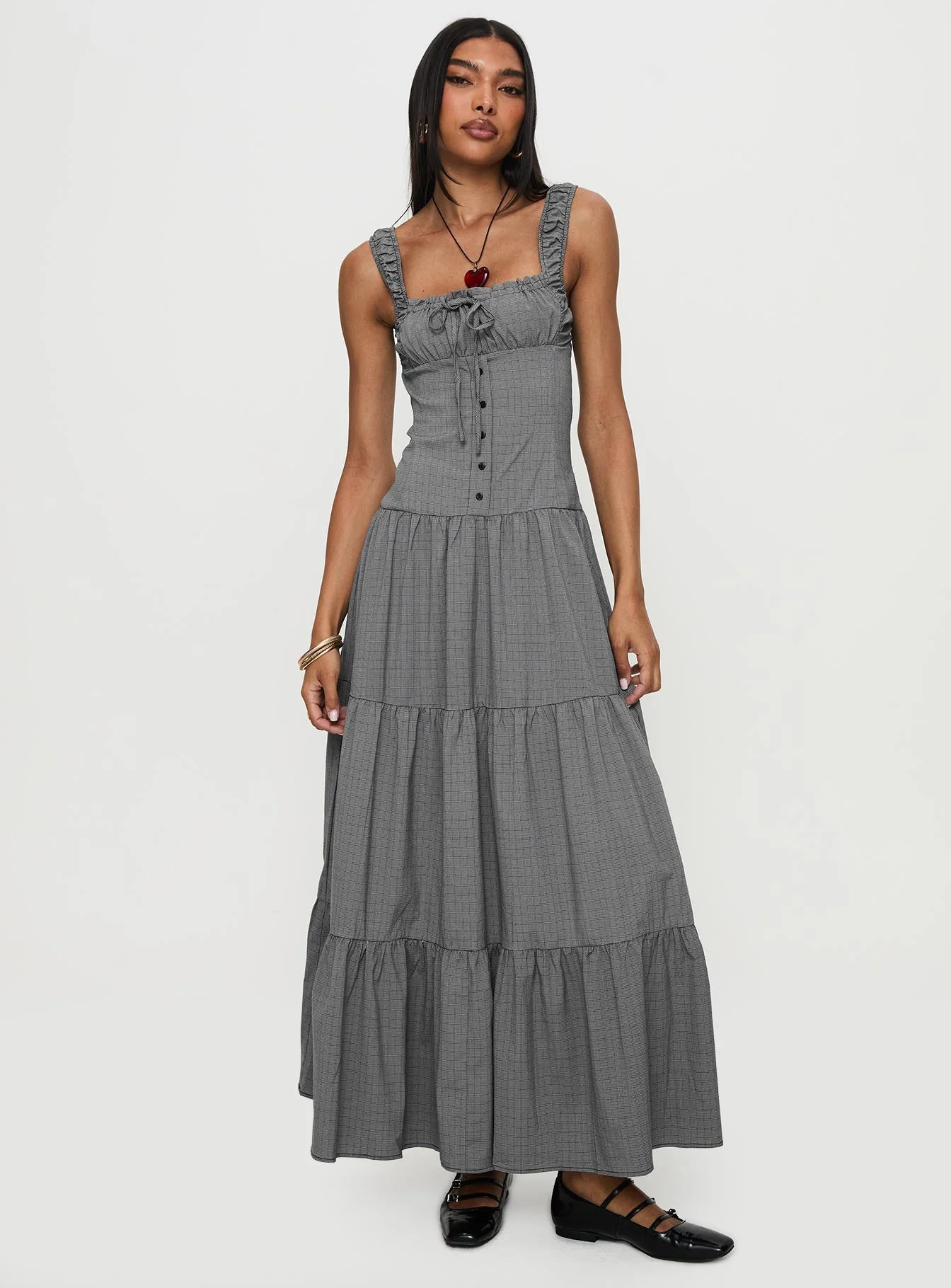 Ballerina Maxi Dress Onyx Gingham - Image 3