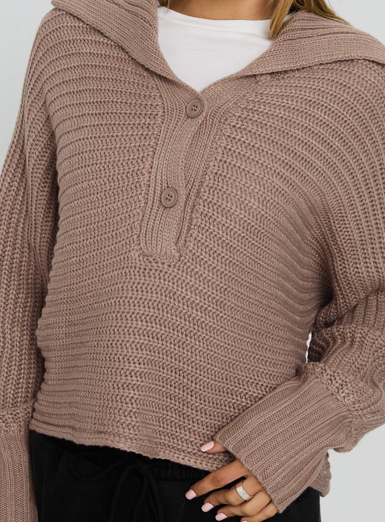 Bankside Collared Knit Sweater Brown - Image 2