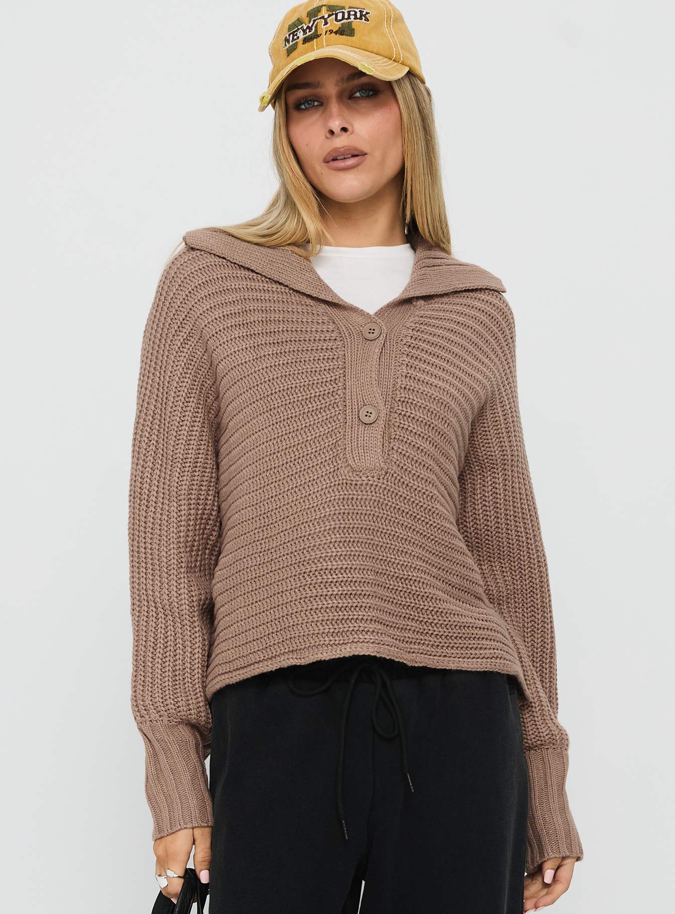 Bankside Collared Knit Sweater Brown - Image 6