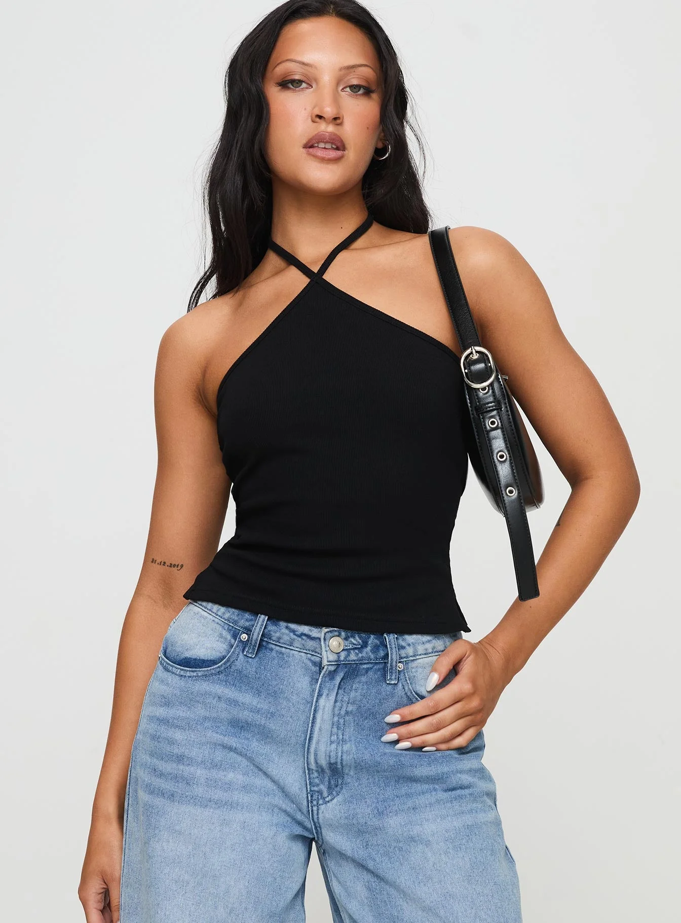 Baseline Halter Rib Top Black - Image 2