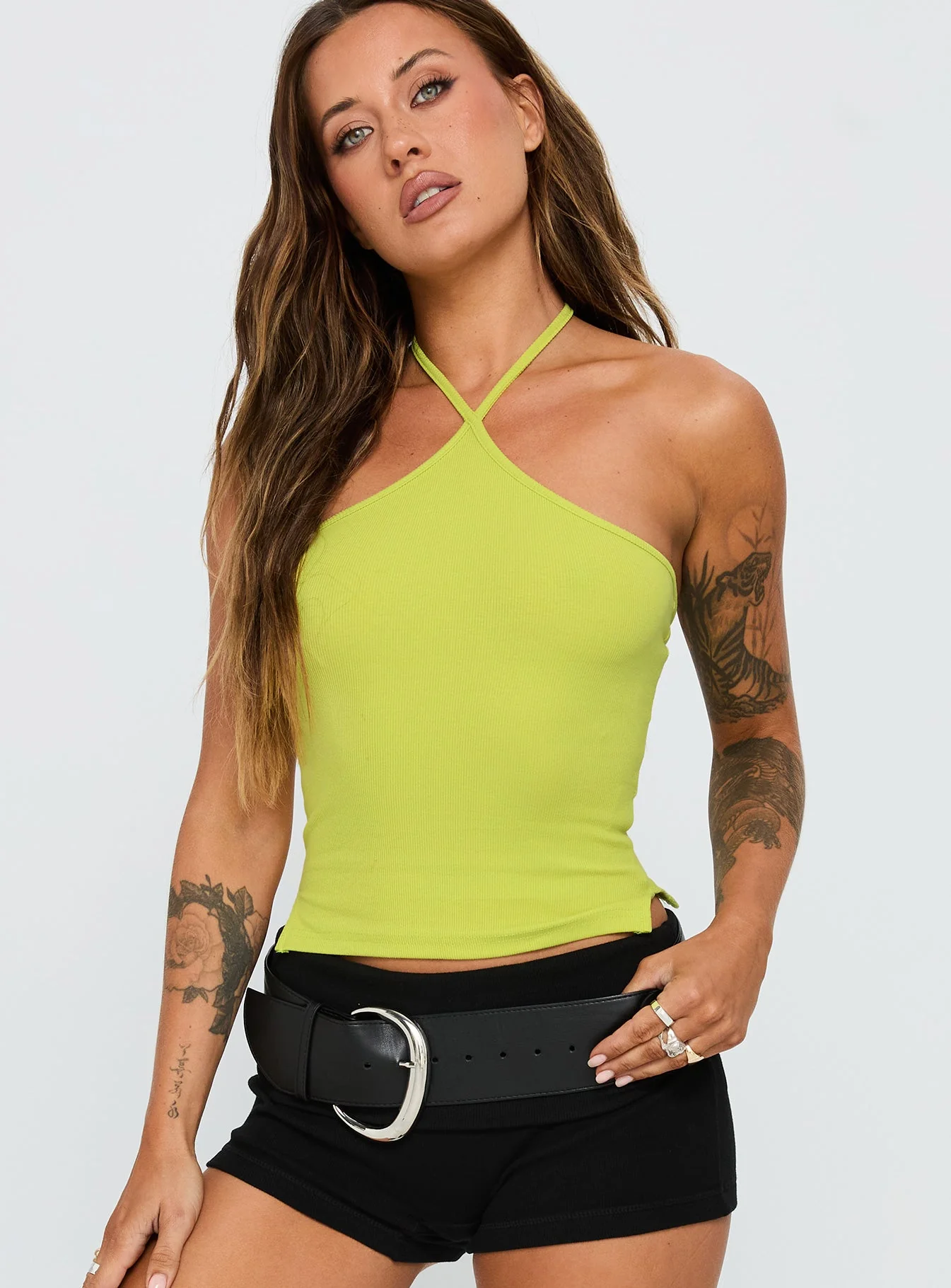 Baseline Halter Rib Top Green - Image 2
