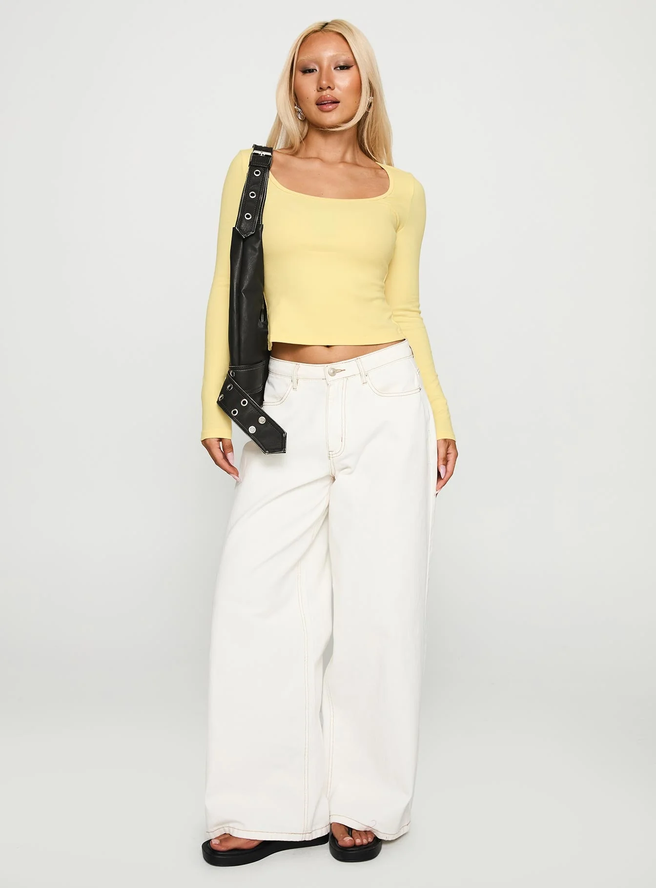 Baseline Rib Long Sleeve Top Yellow - Image 3