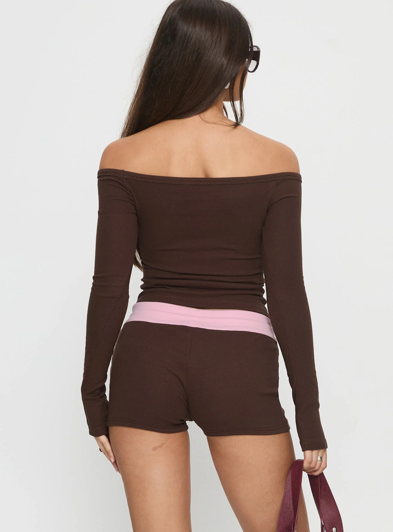 Baseline Rib Micro Shorts Brown / Pink - Image 5