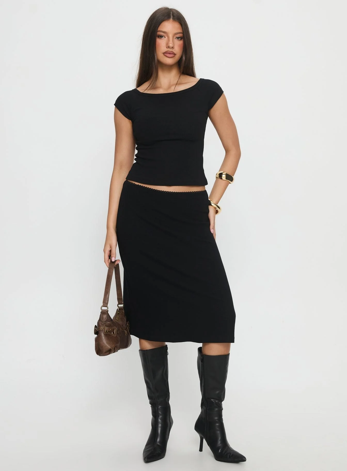 Baseline Rib Midi Skirt Black - Image 2