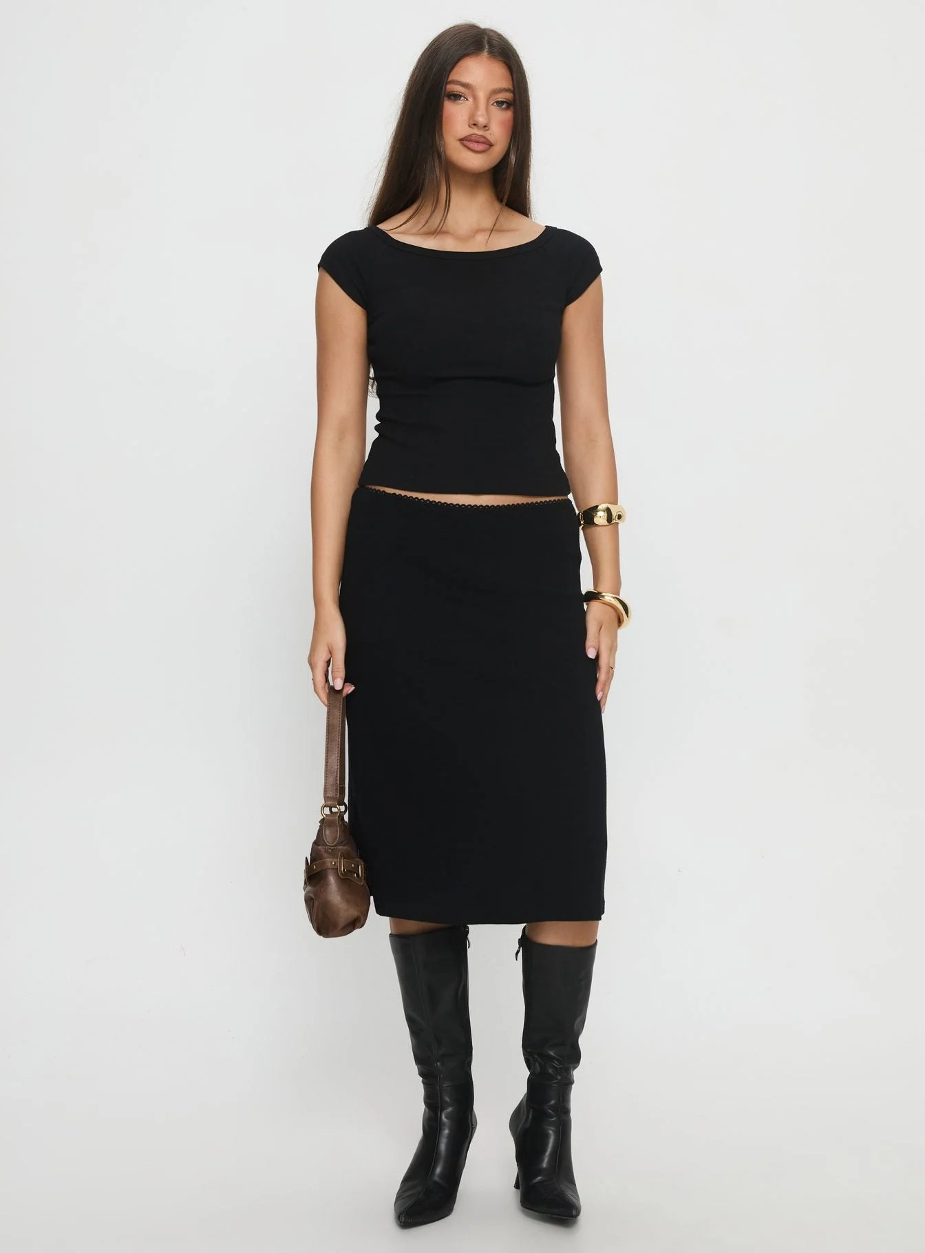 Baseline Rib Midi Skirt Black - Image 3