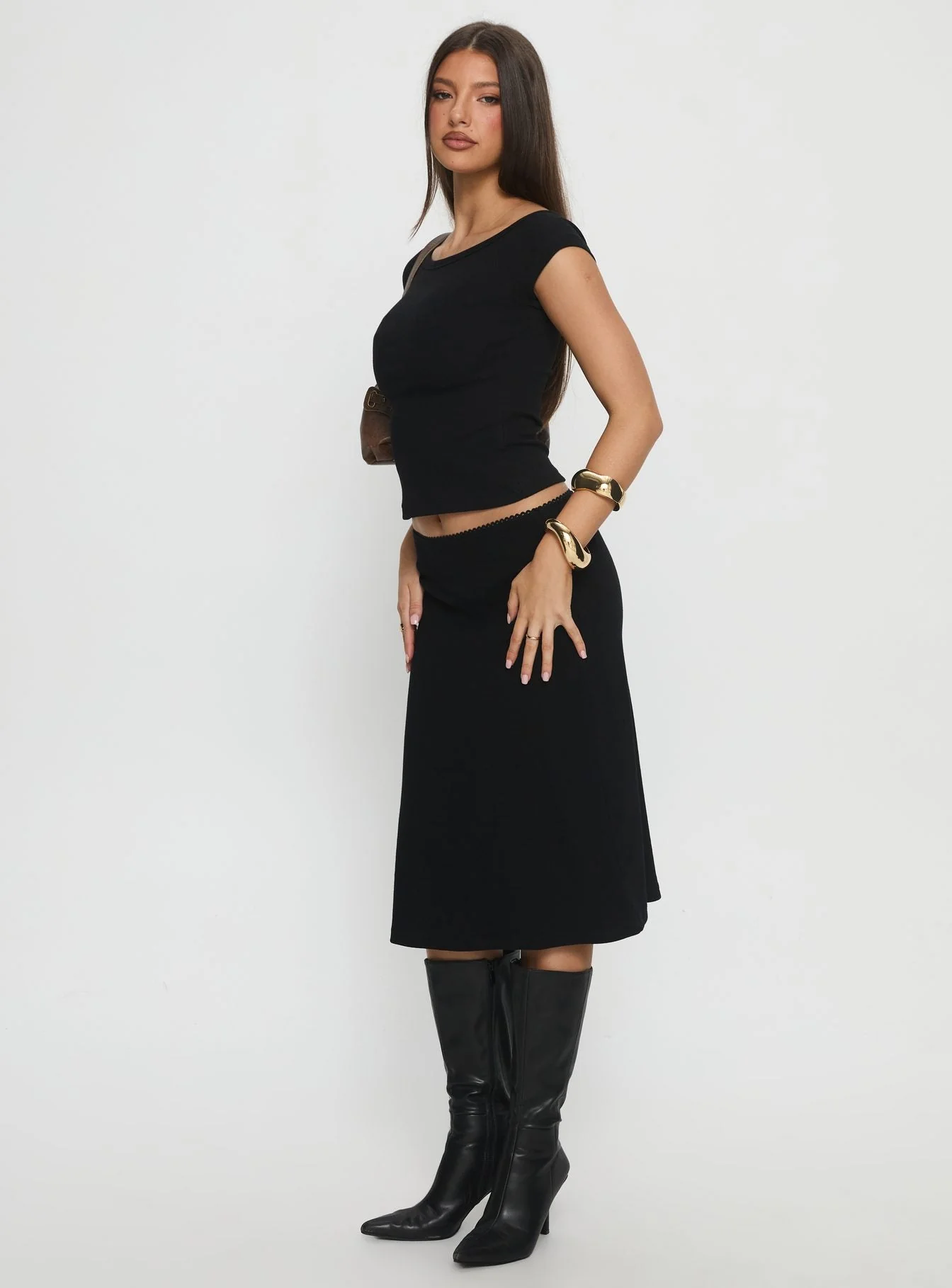 Baseline Rib Midi Skirt Black - Image 4