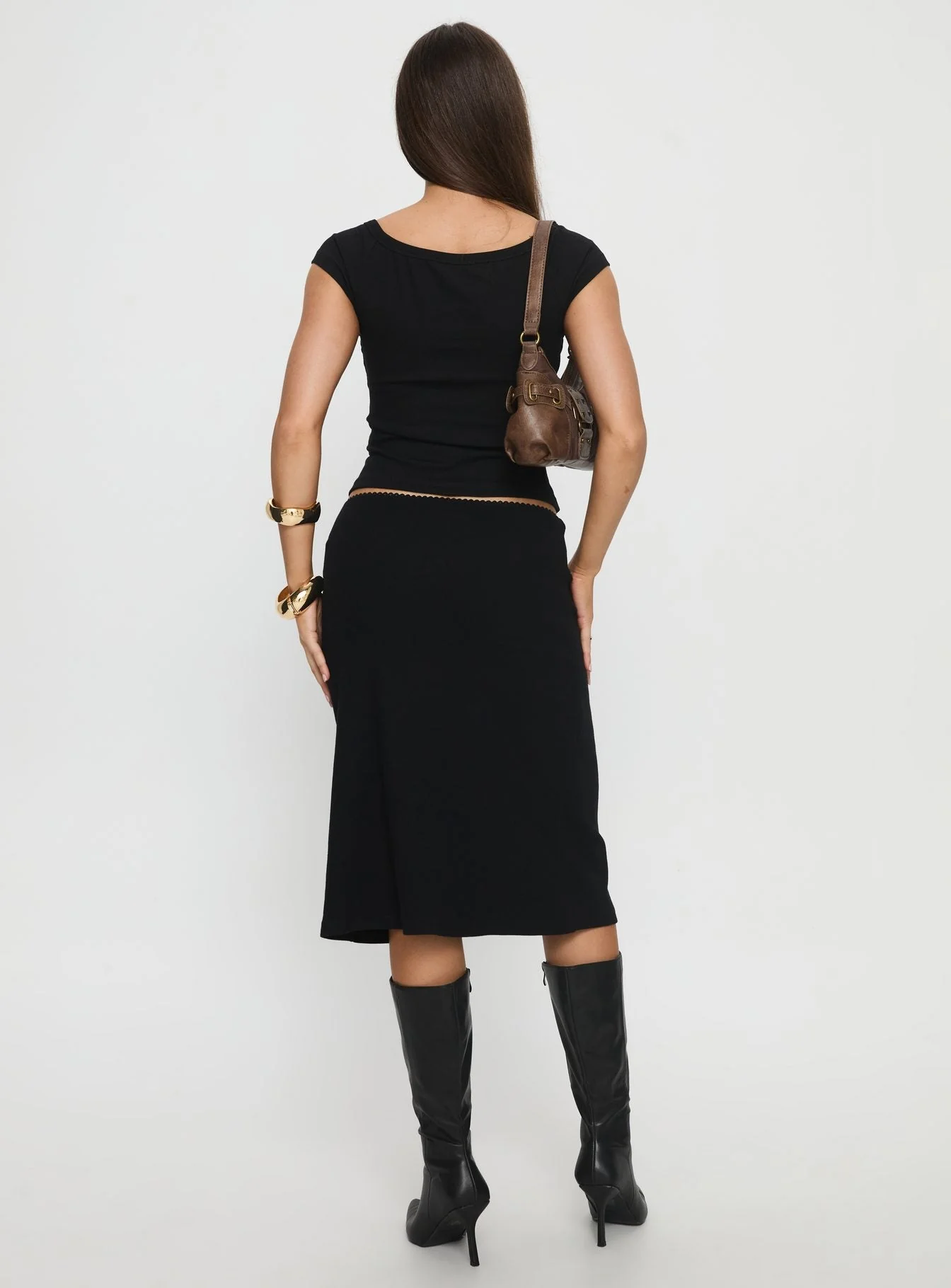 Baseline Rib Midi Skirt Black - Image 5