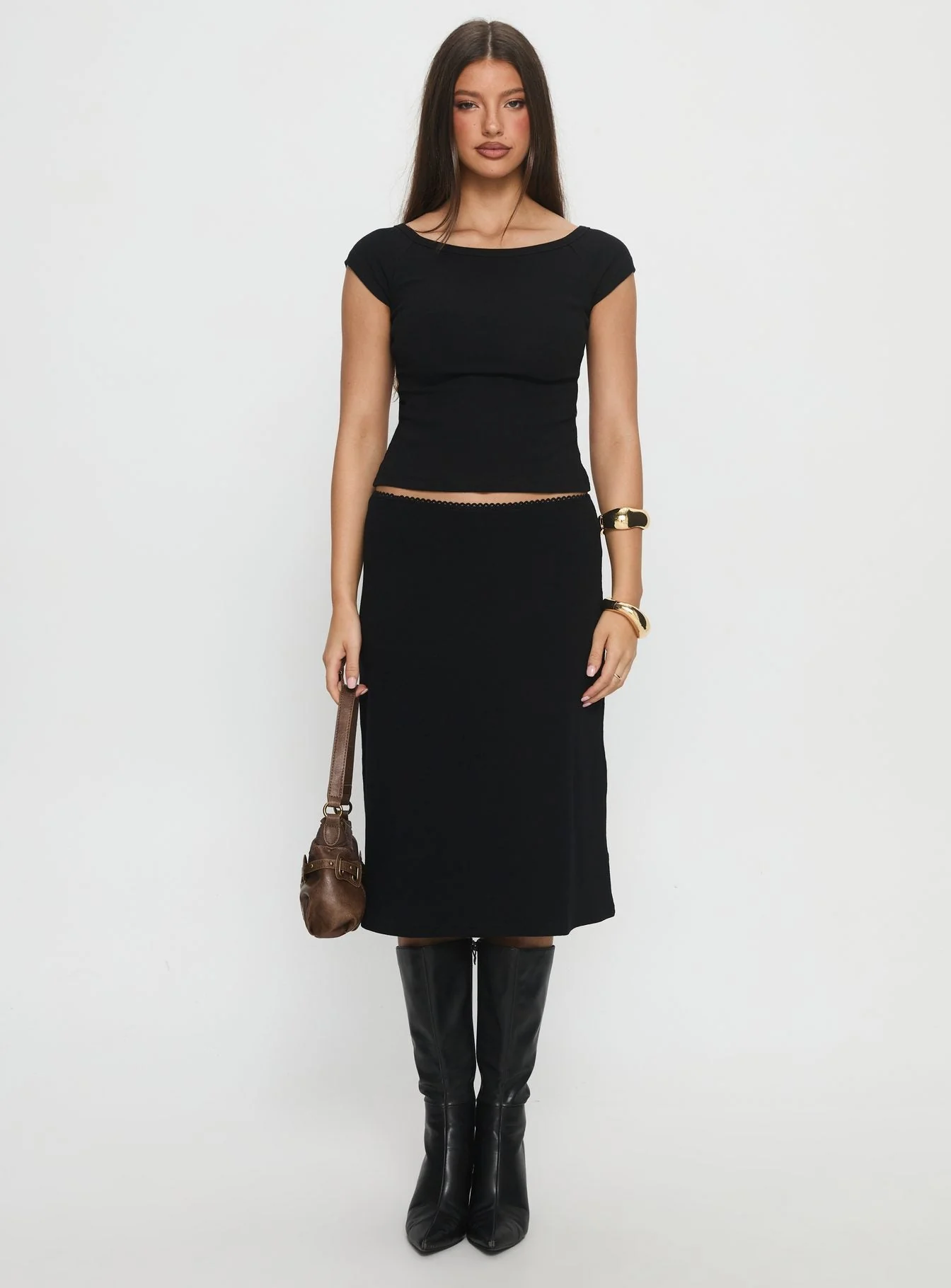 Baseline Rib Midi Skirt Black - Image 7