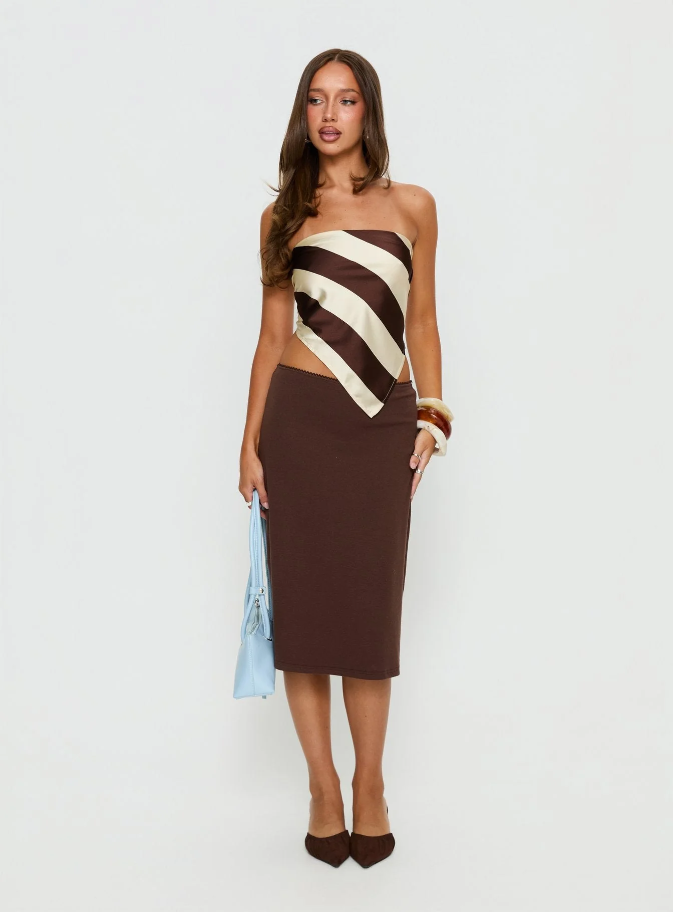 Baseline Rib Midi Skirt Chocolate - Image 3