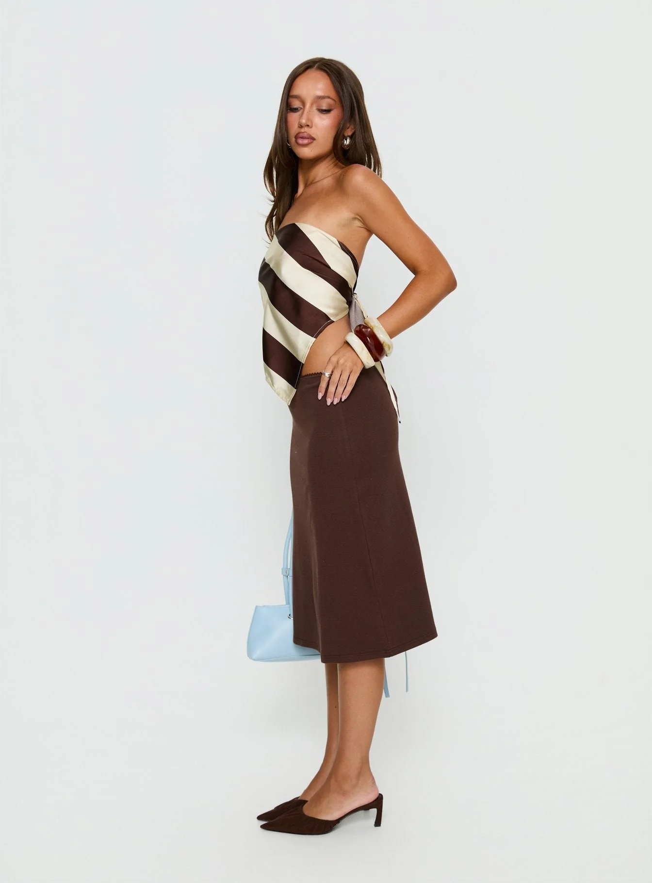 Baseline Rib Midi Skirt Chocolate - Image 4