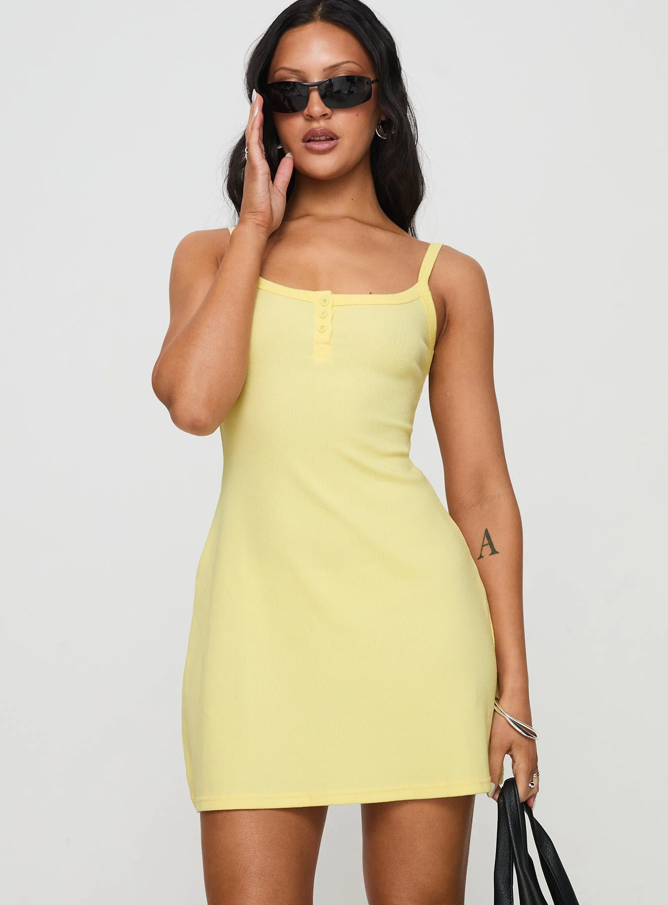 Baseline Rib Mini Dress Yellow - Image 2