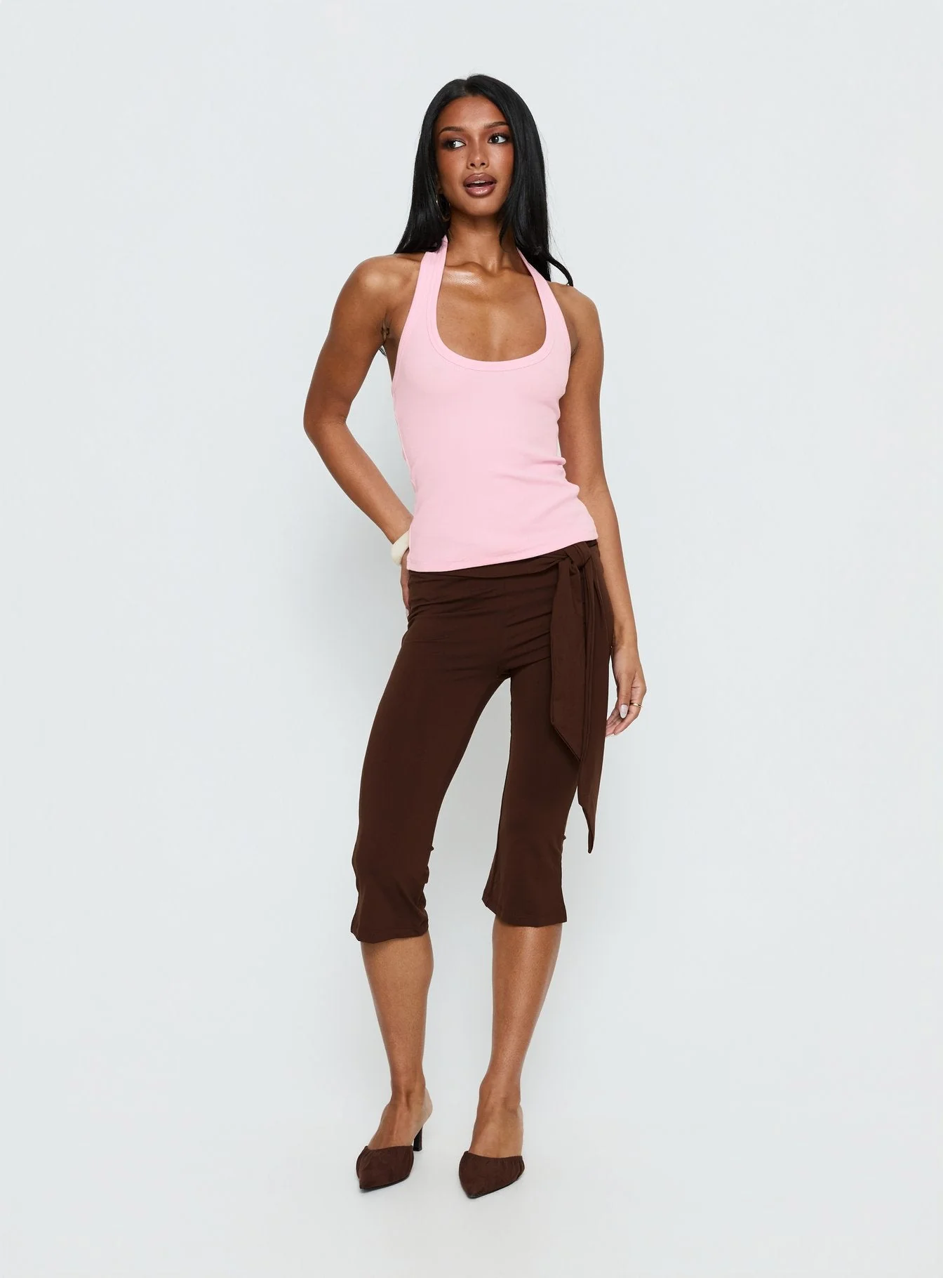 Baseline Scoop Halter Rib Tank Pink - Image 3