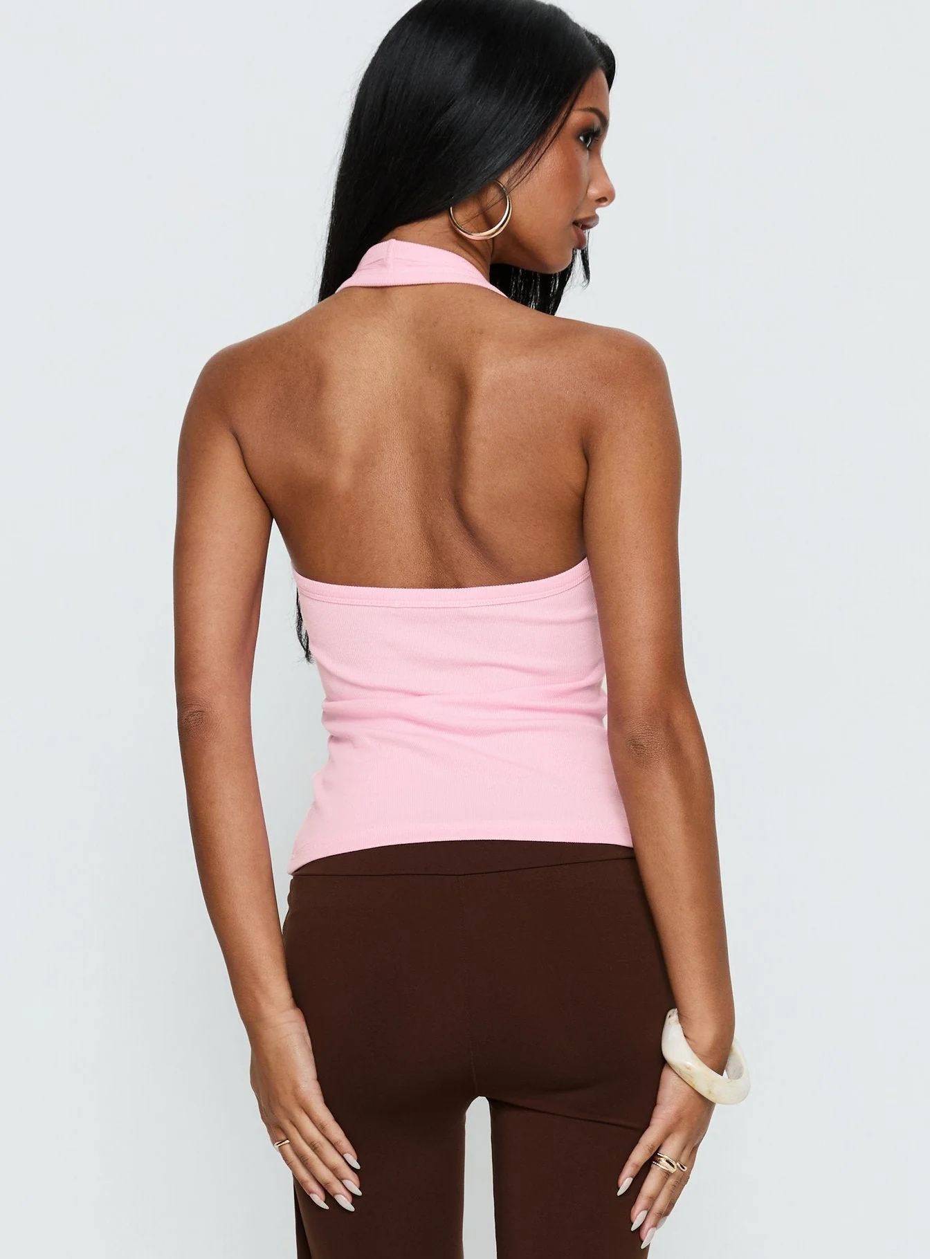 Baseline Scoop Halter Rib Tank Pink - Image 5