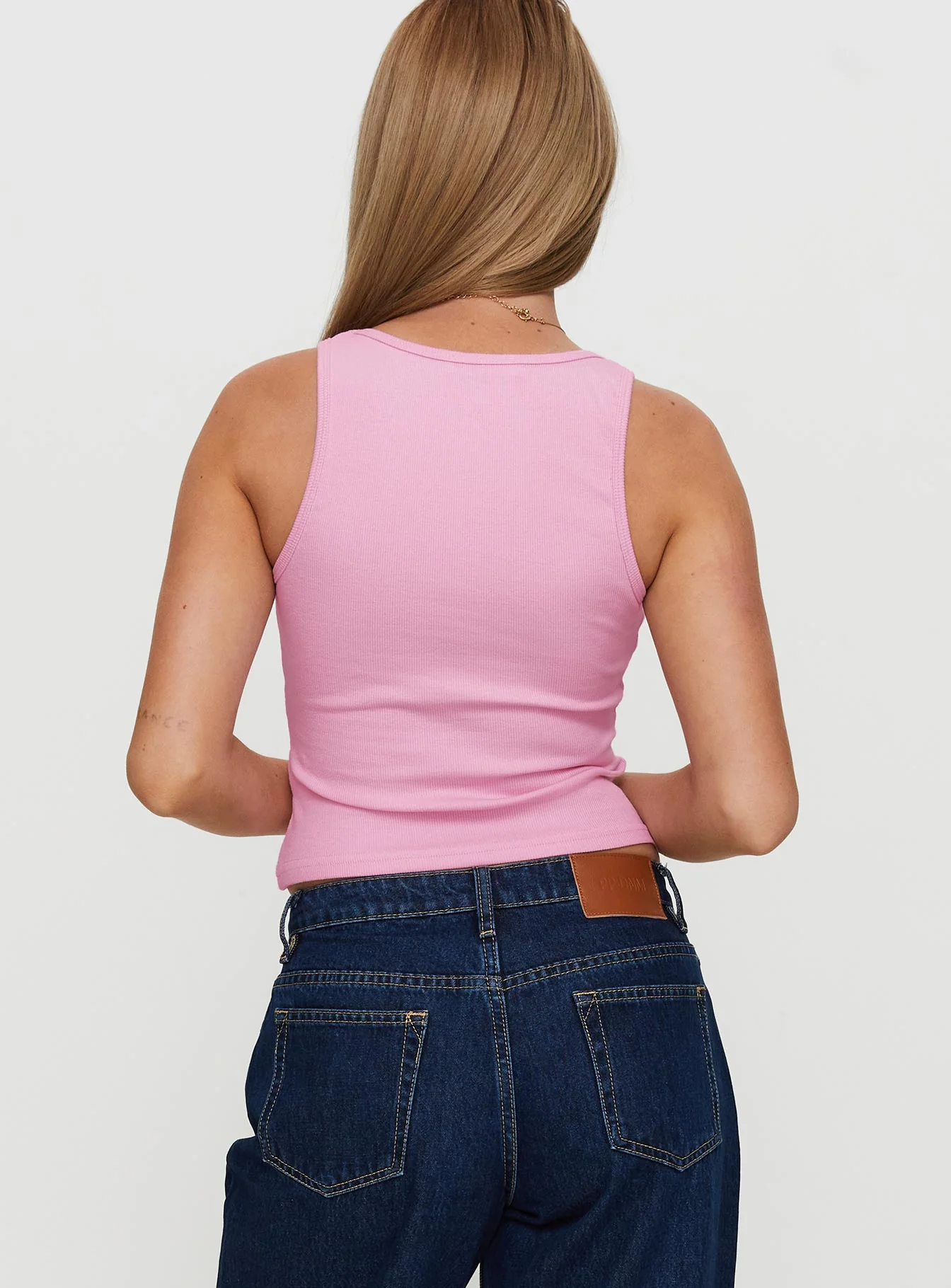 Baseline Square Neck Rib Tank Top Pale Pink - Image 5
