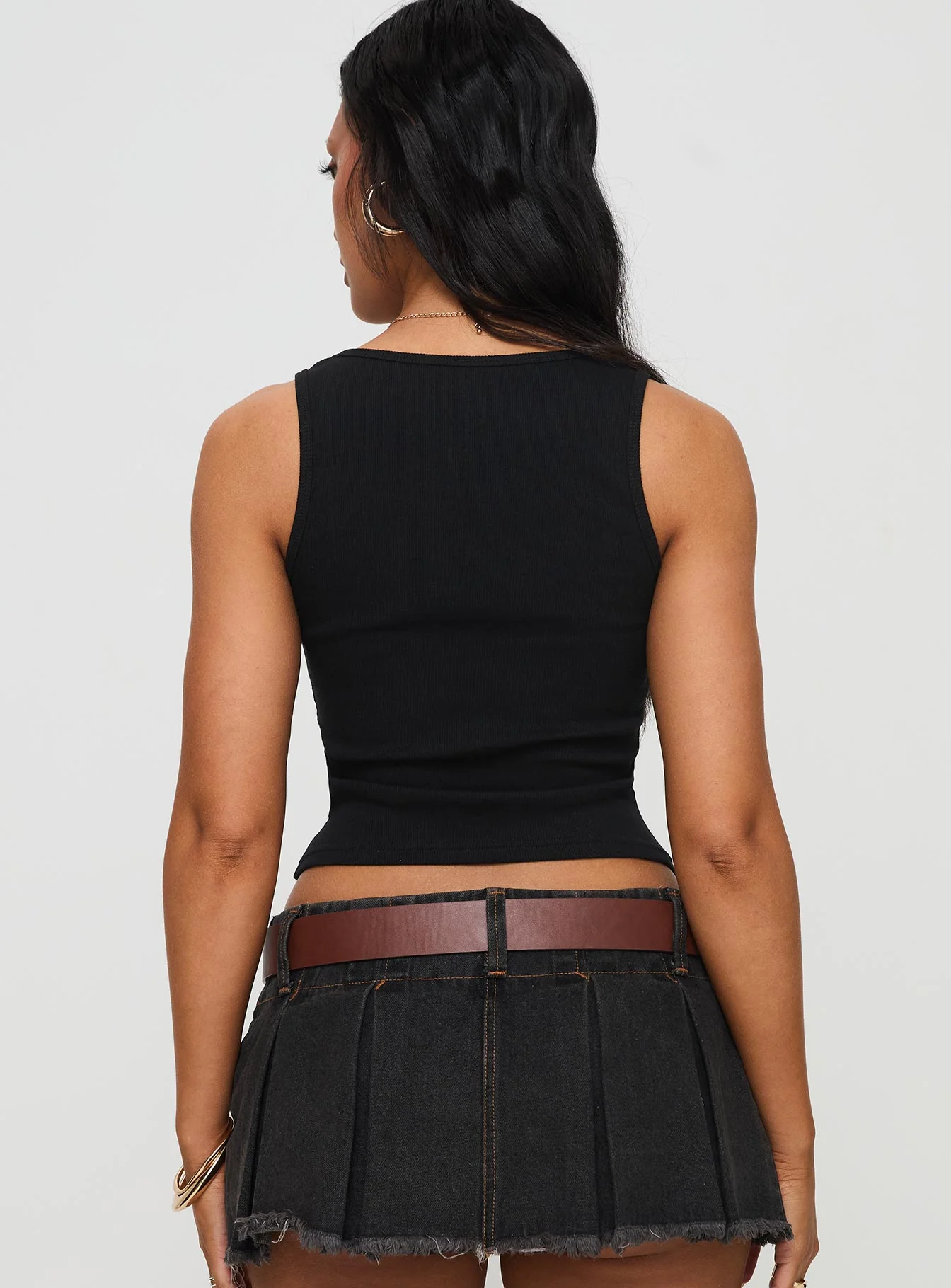 Baseline Square Neck Rib Tank Top Black - Image 5