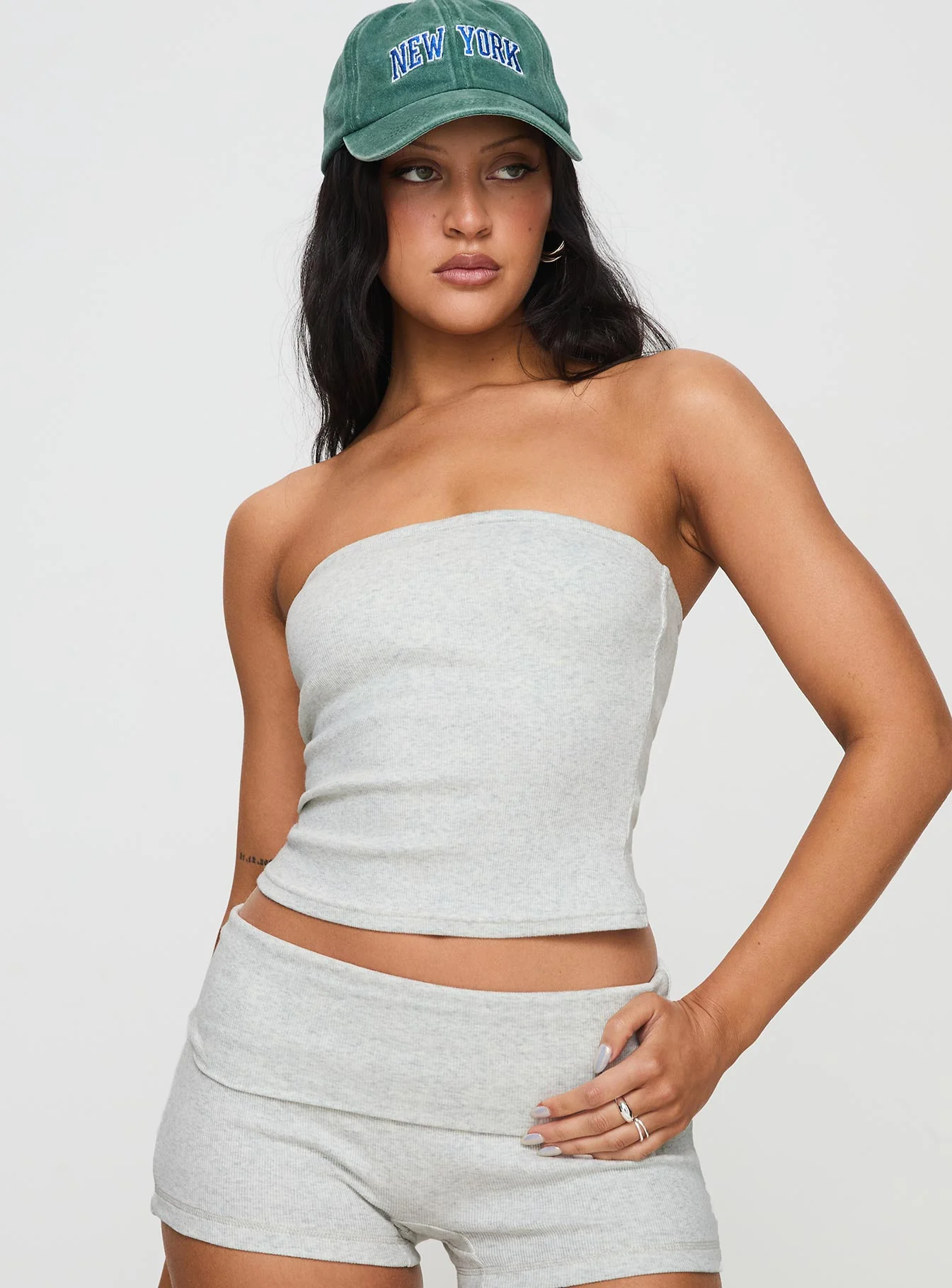 Baseline Strapless Rib Top Grey - Image 2