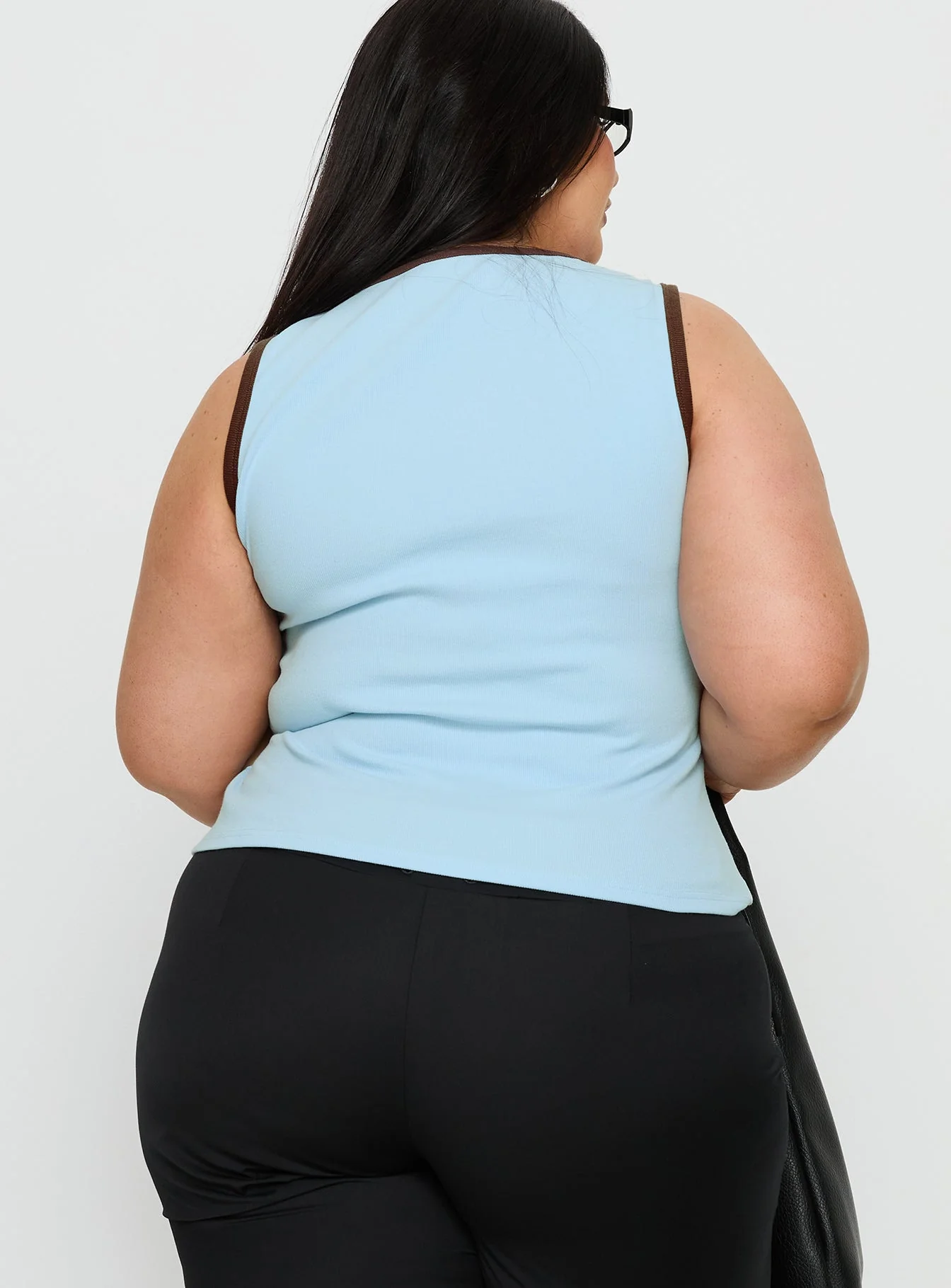 Baseline V Neck Rib Tank Top Blue / Brown Curve - Image 5