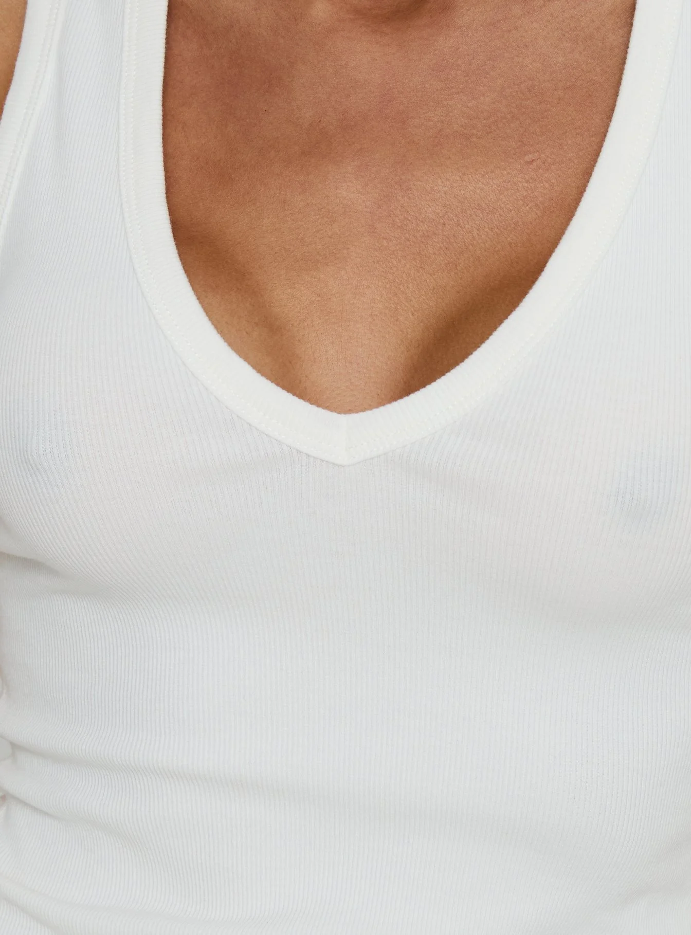 Baseline V Neck Rib Tank Top White - Image 6
