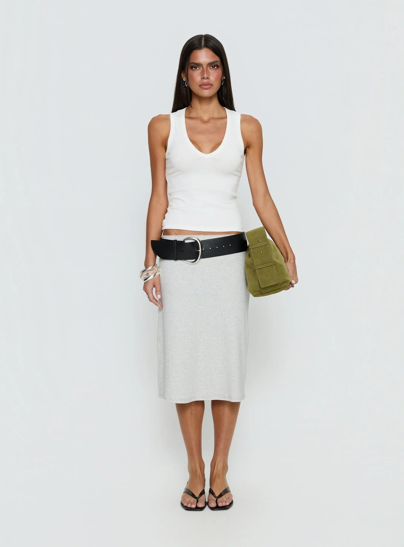 Baseline V Neck Rib Tank Top White - Image 7