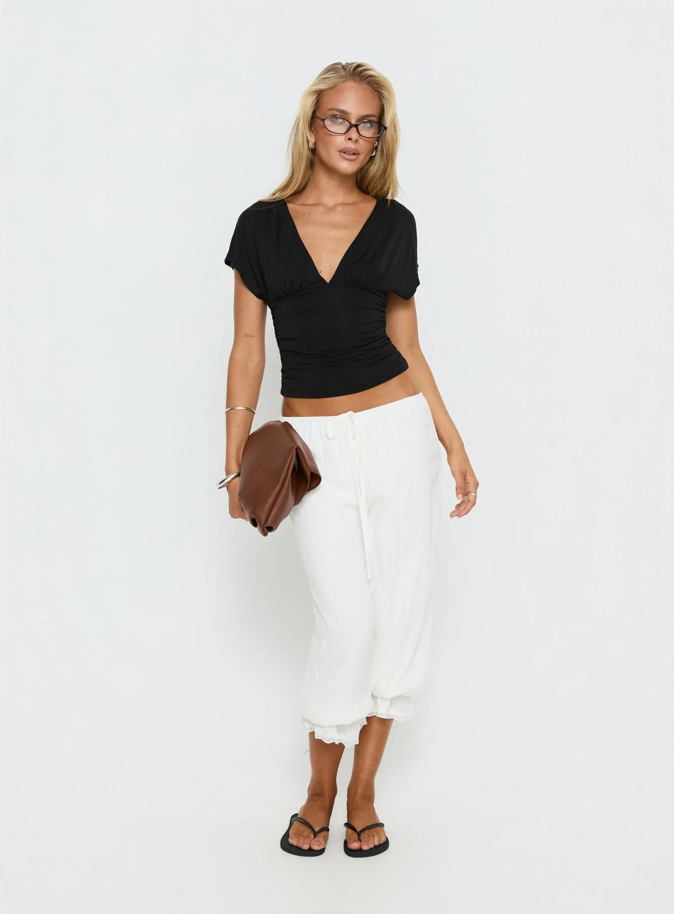 Basma Bloomer Trouser Pants Rayon White - Image 3