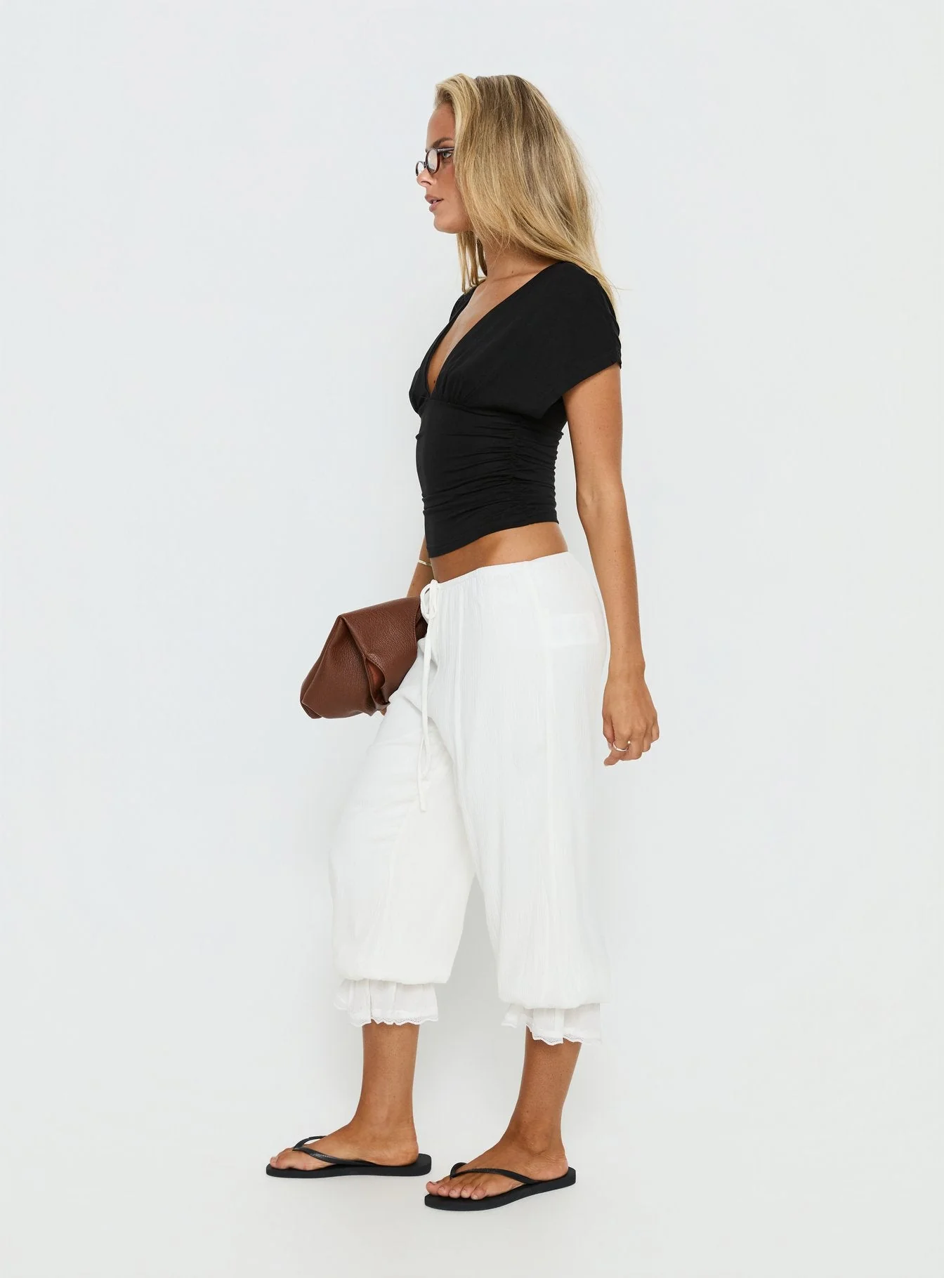 Basma Bloomer Trouser Pants Rayon White - Image 4
