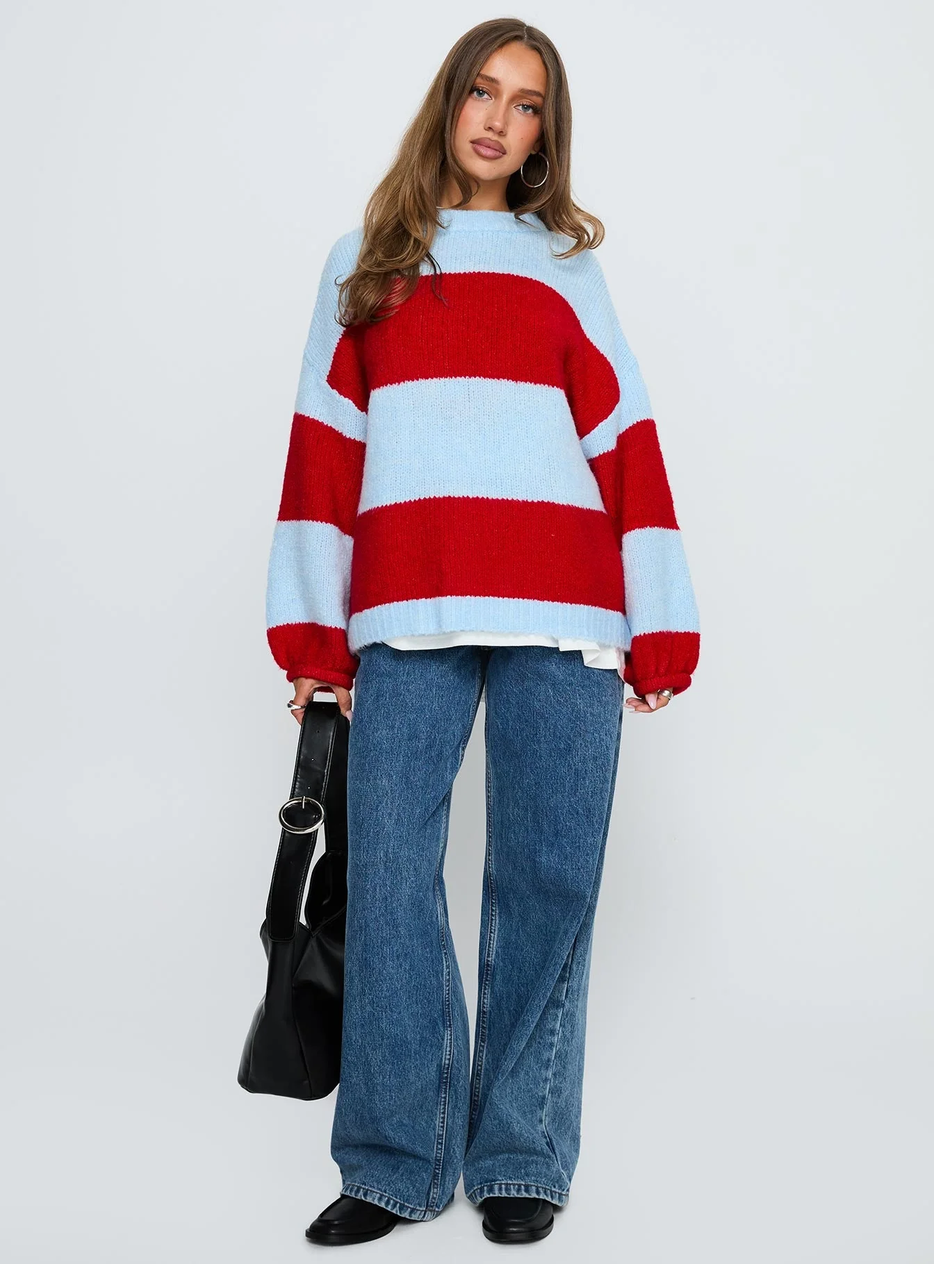 Bastien Crew Neck Knit Sweater Blue / Red - Image 3