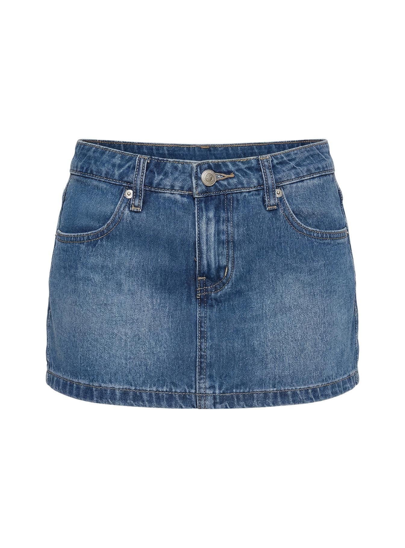 Baxon Low Rise Micro Denim Skort Mid Blue Wash - Image 9