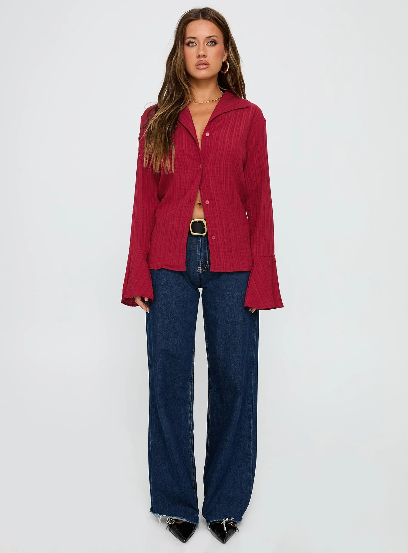 Beatris Long Sleeve Top Red - Image 6
