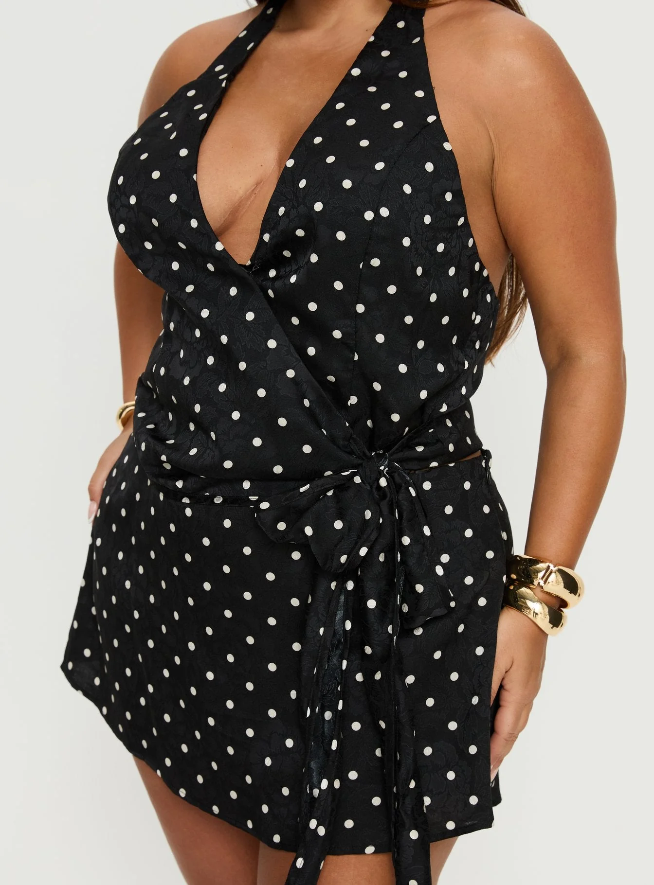 Beffanie Halter Wrap Set Black Polka Dot Curve - Image 6